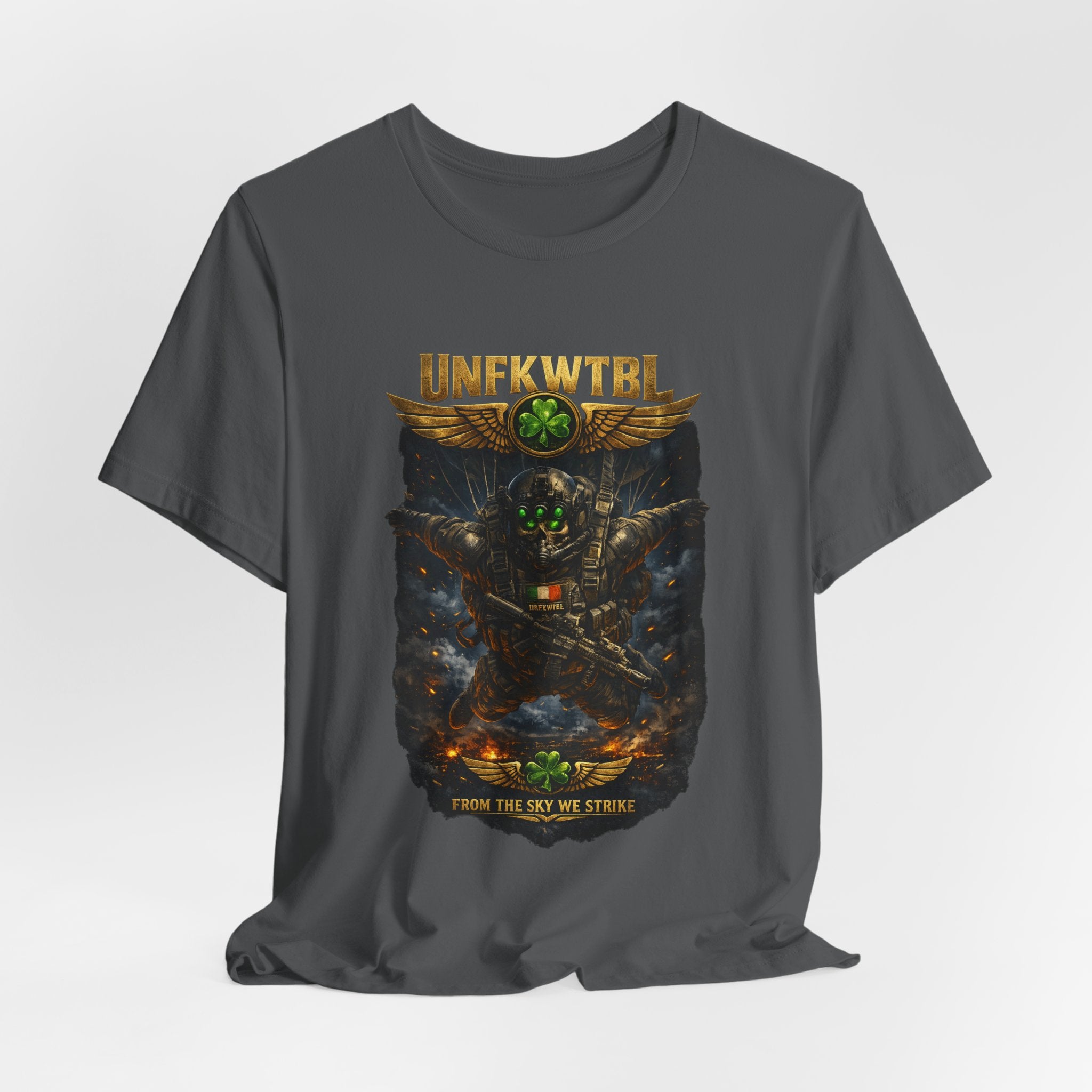Military Mech Combat T‑Shirt — 'UNFKWTBL' Sci‑Fi Armor Design