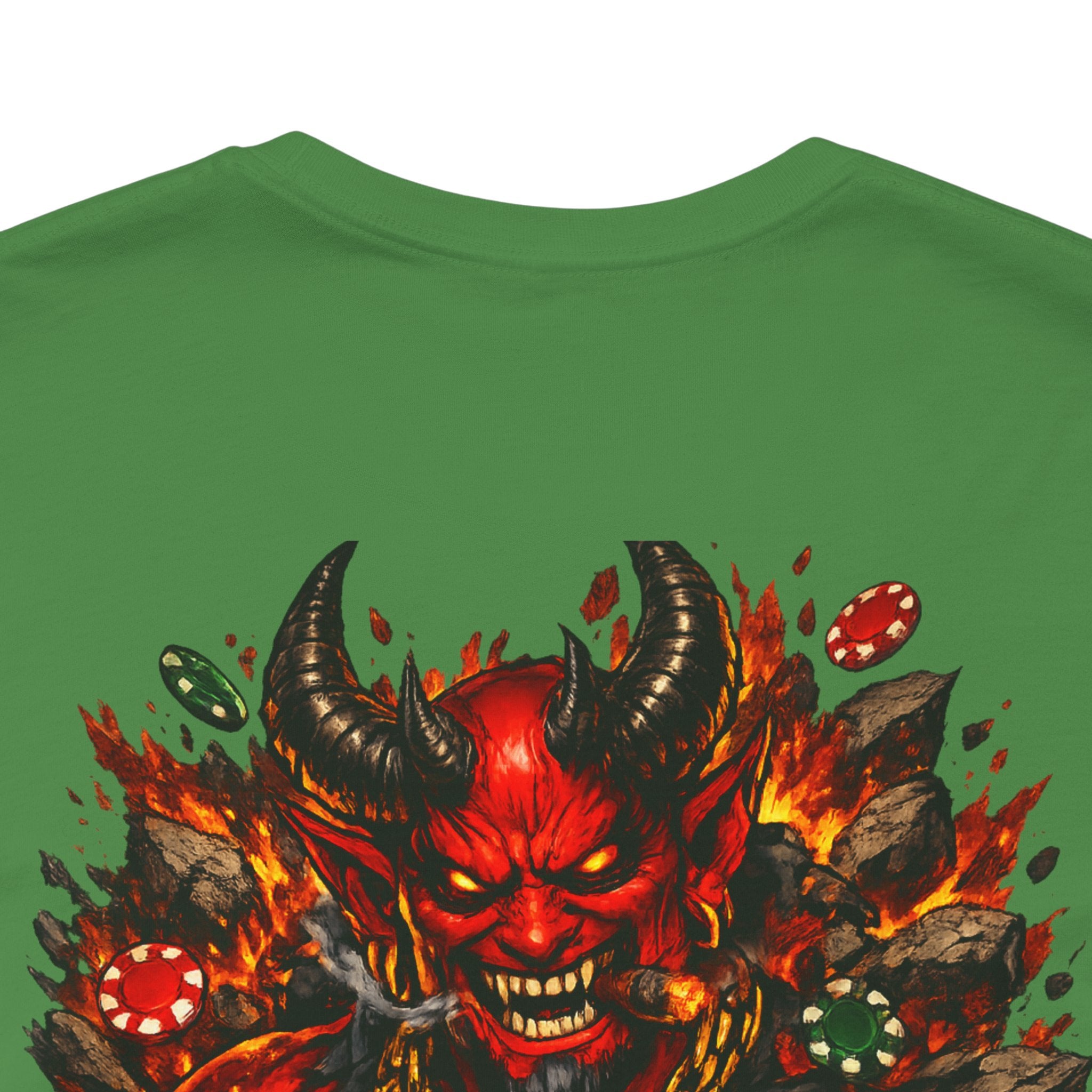 Devil Poker Tee — Fiery Demon Back Graphic T-Shirt