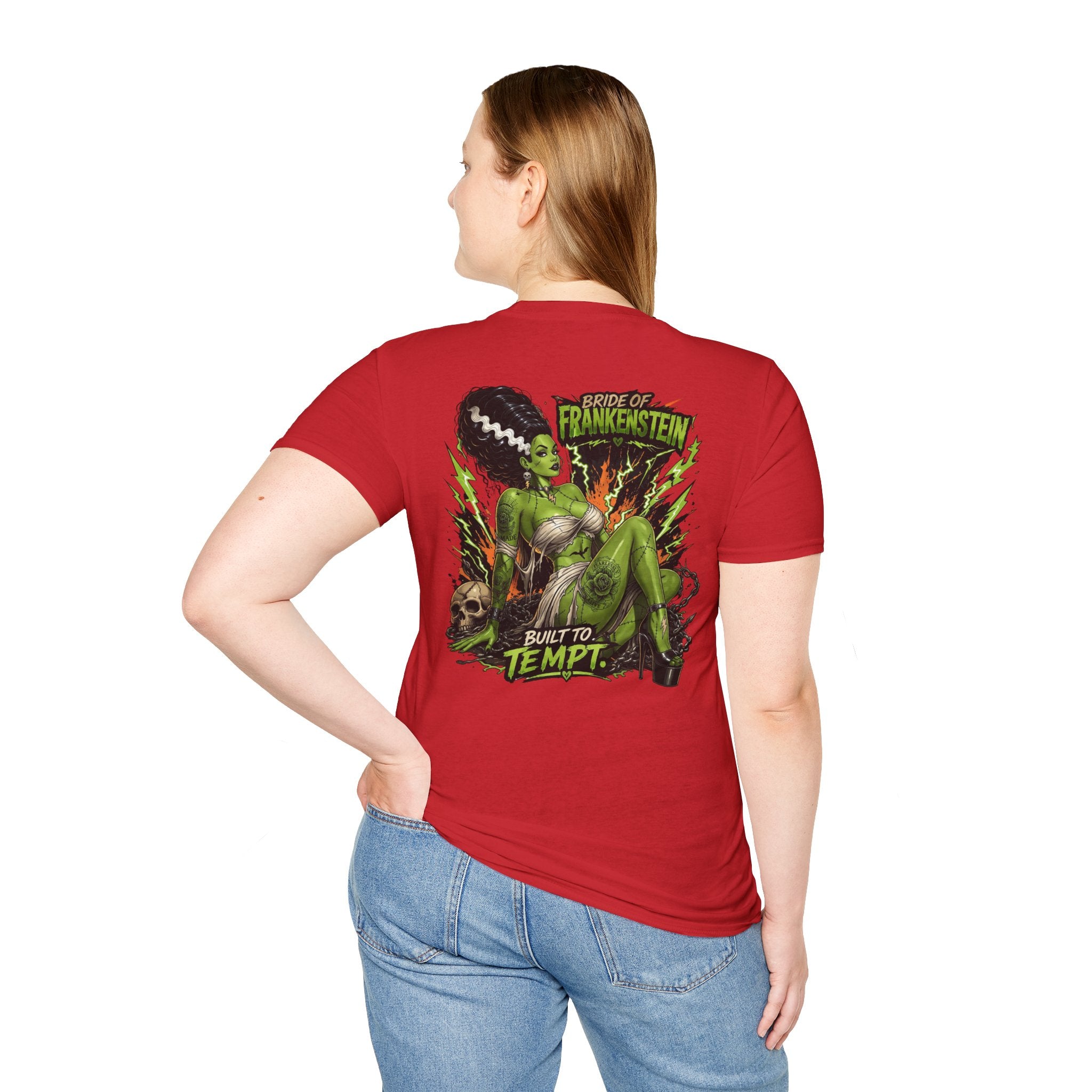 Bride of Frankenstein Graphic Tee — "Built to Tempt" Horror Pinup T-Shirt