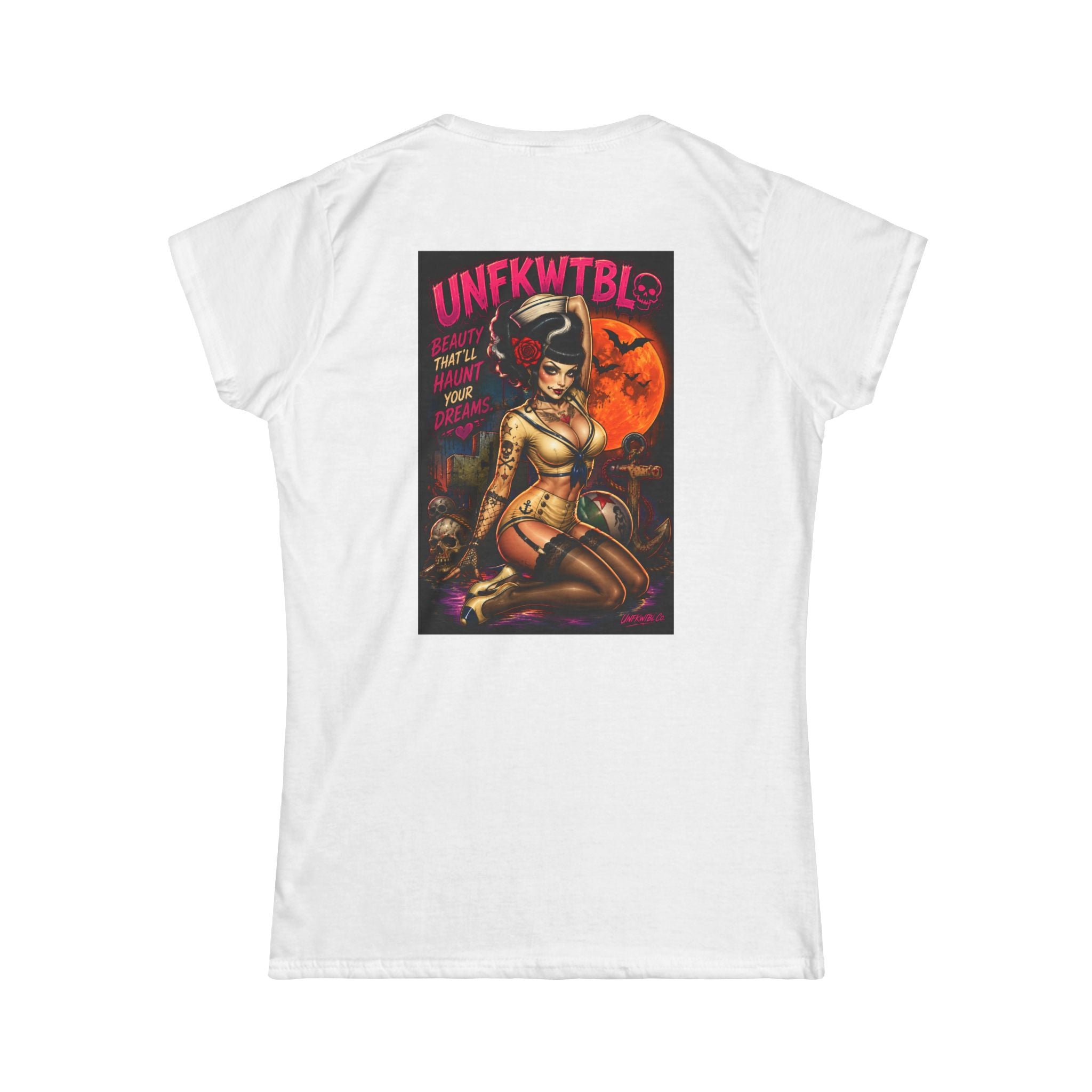 Zombie beach pinup Women’s White Tee — Classic Softstyle Crewneck