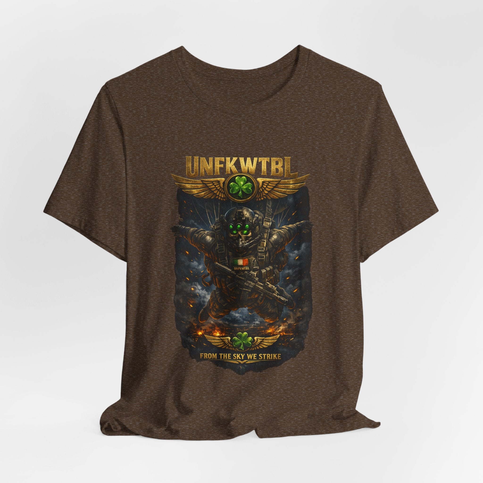 Military Mech Combat T‑Shirt — 'UNFKWTBL' Sci‑Fi Armor Design