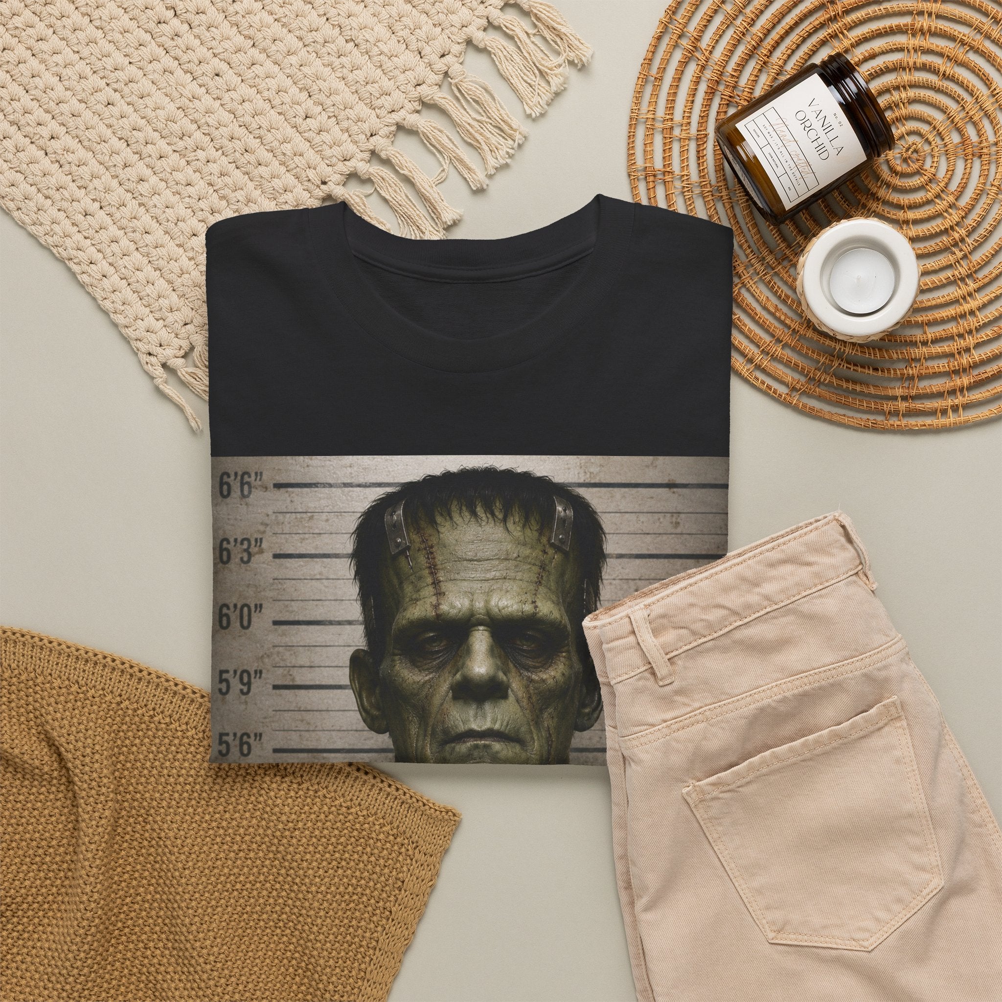 Frankenstein Mugshot Tee — Vintage Monster Mugshot Graphic T-Shirt
