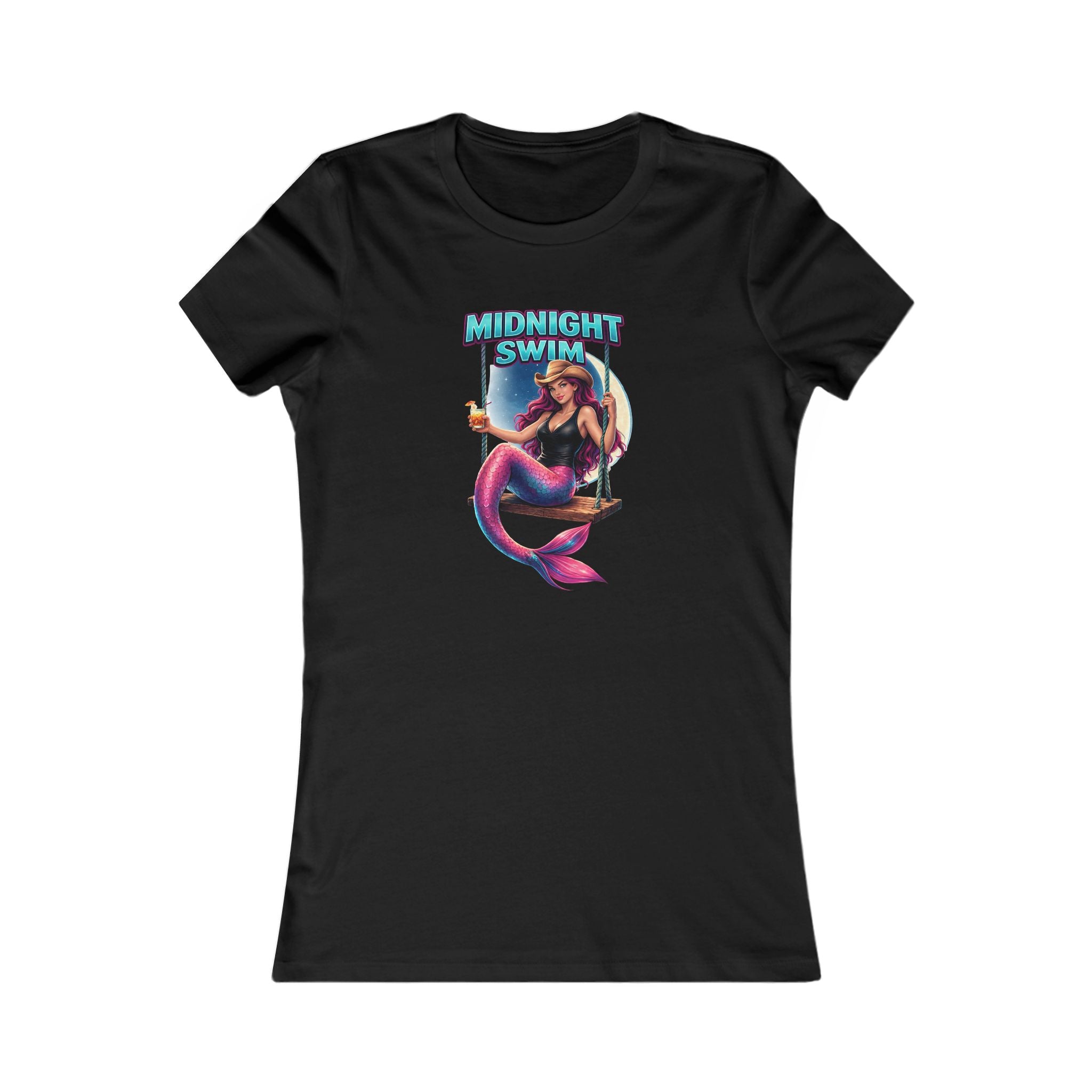 Mermaid 'Midnight Swim' Women's Tee — Retro Beach Vibe Graphic Shirt
