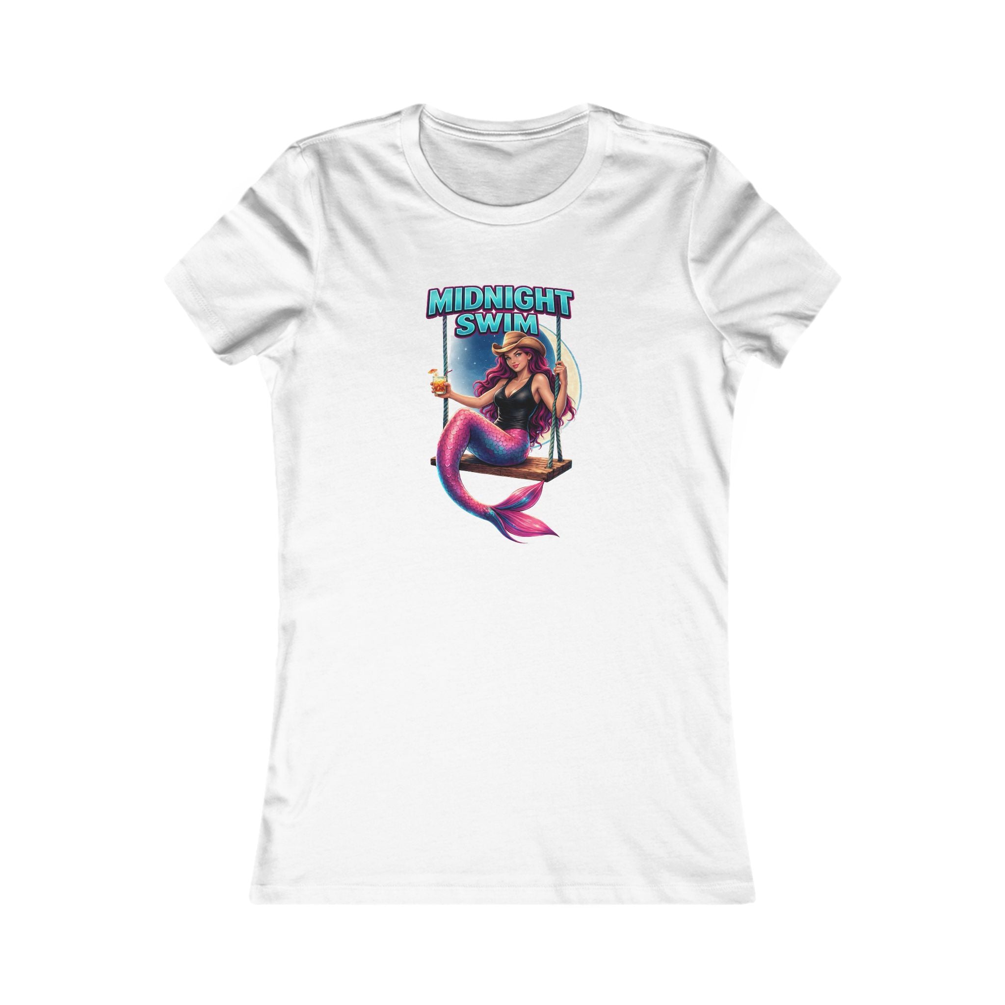 Mermaid 'Midnight Swim' Women's Tee — Retro Beach Vibe Graphic Shirt