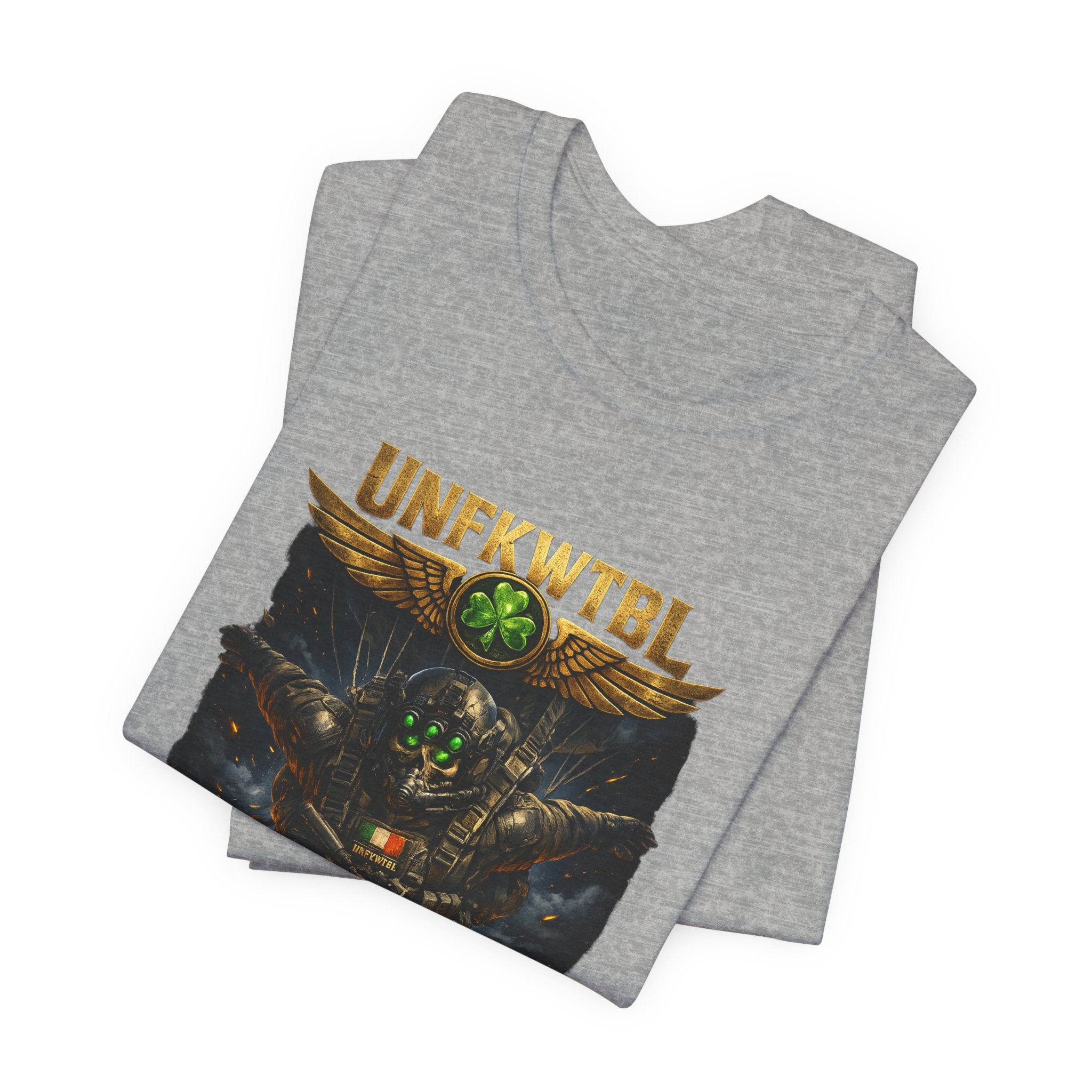 Military Mech Combat T‑Shirt — 'UNFKWTBL' Sci‑Fi Armor Design