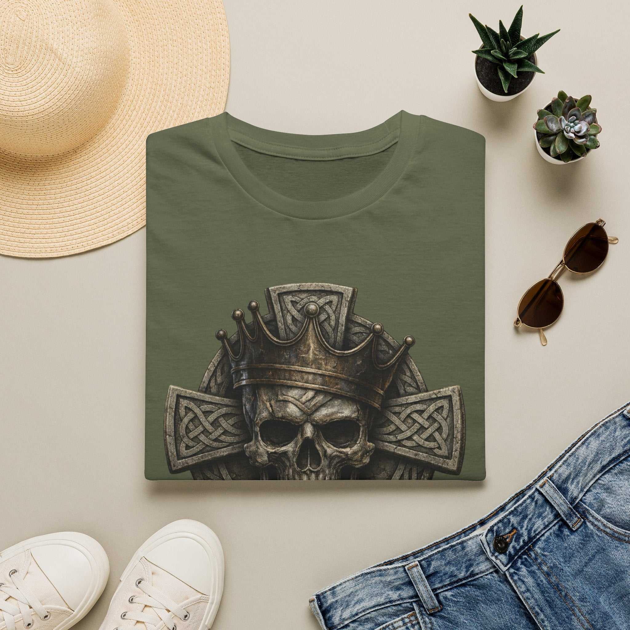 Skull King Cross T-Shirt — Gothic Celtic Crown Graphic Tee