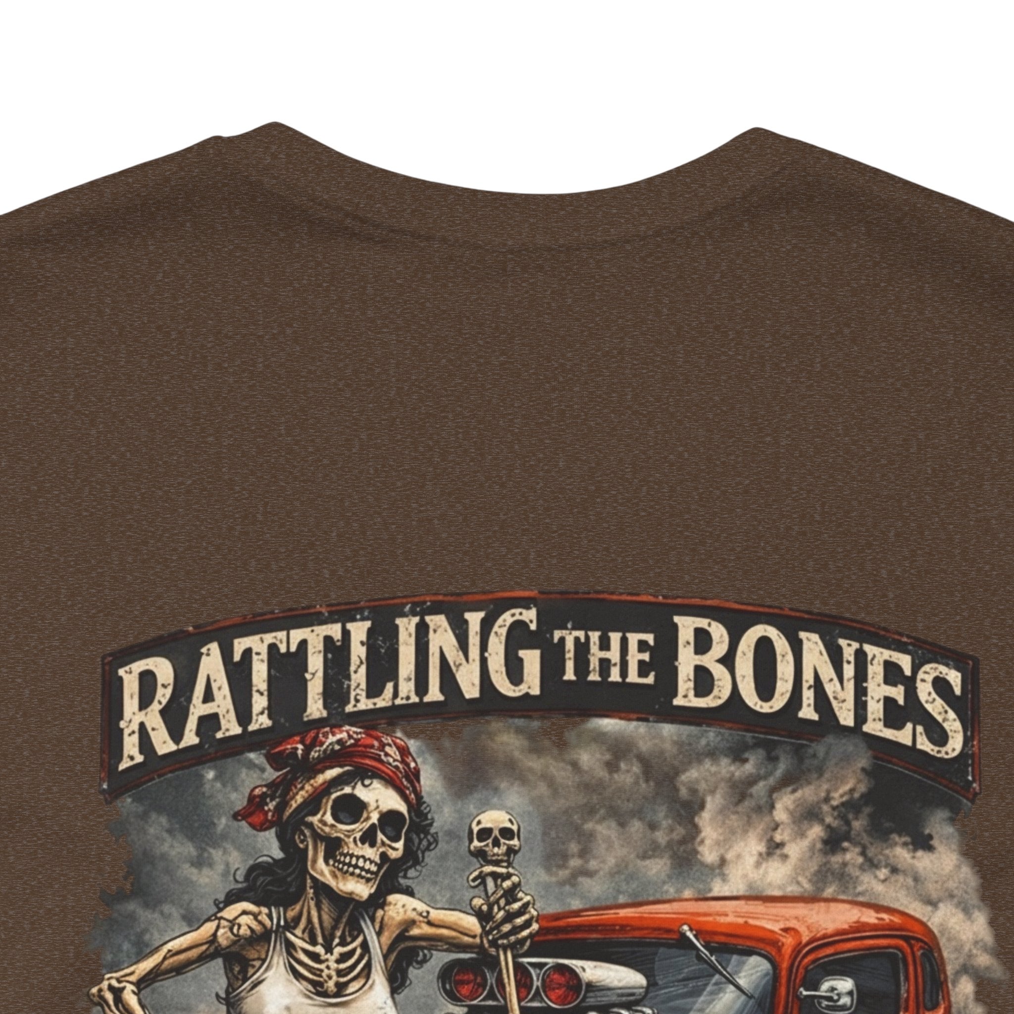 Rat Rod Skull Tee — "Rattling the Bones" Retro Hot Rod Graphic T-Shirt