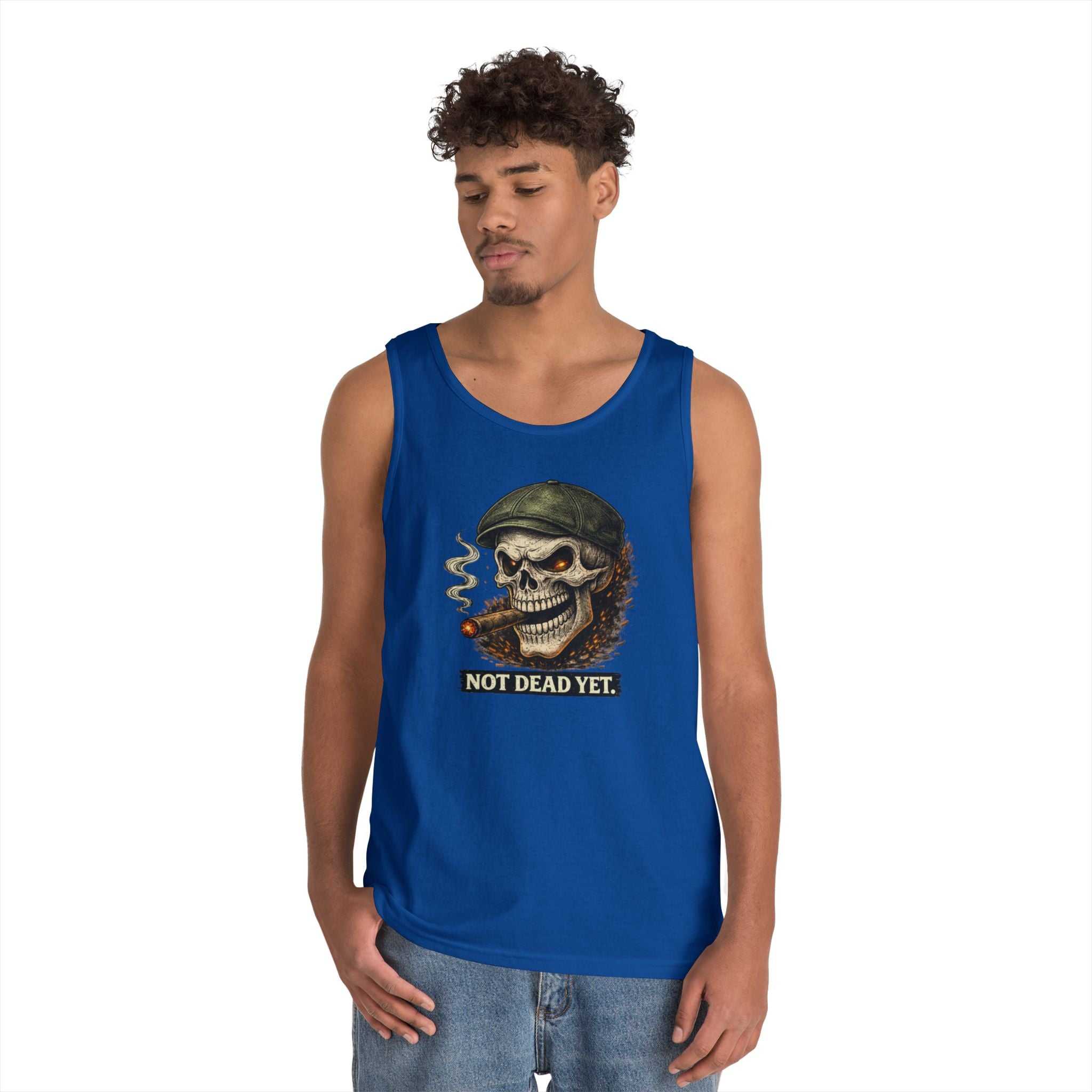 Tank Top — 'Not Dead Yet' Smoking Skull Graphic