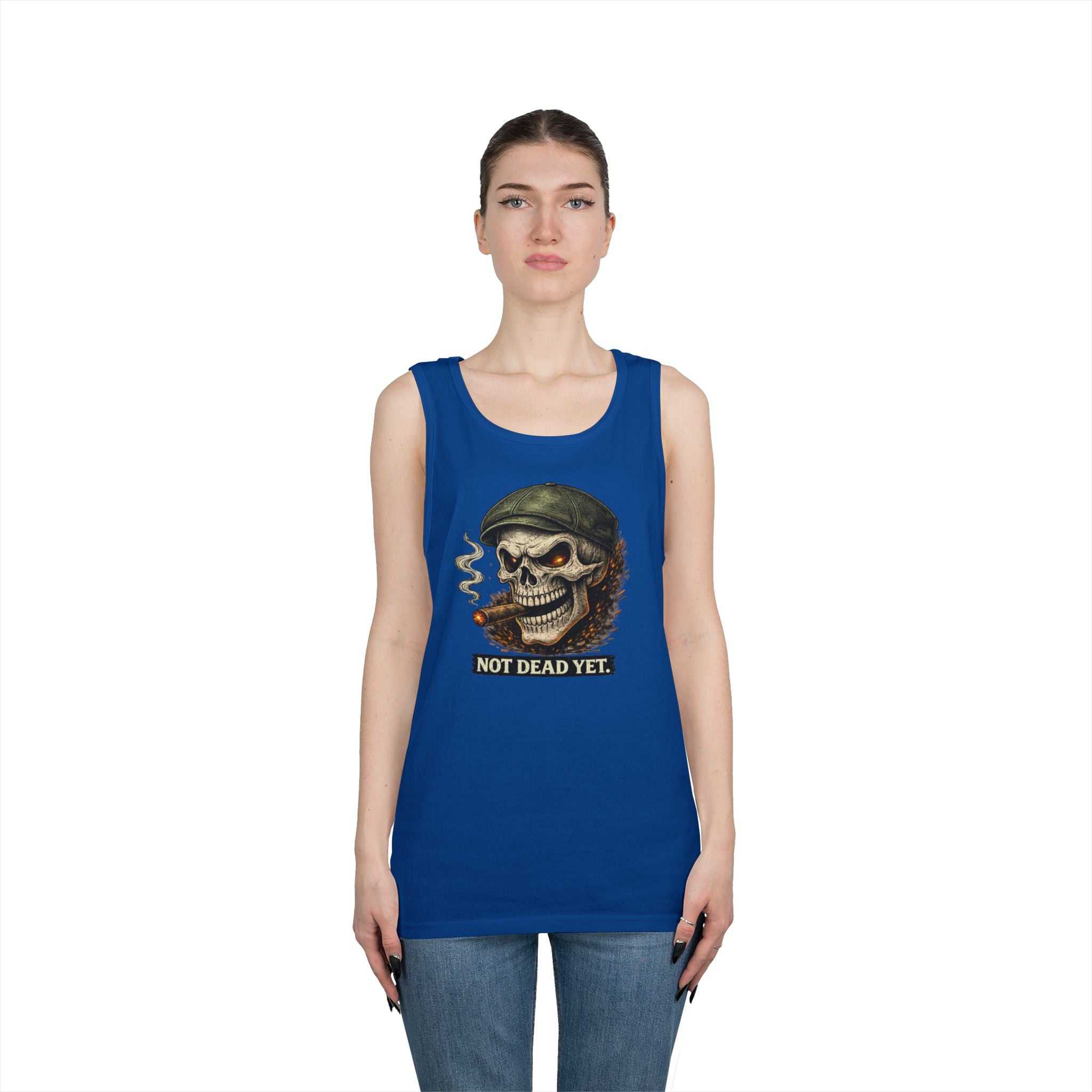 Tank Top — 'Not Dead Yet' Smoking Skull Graphic