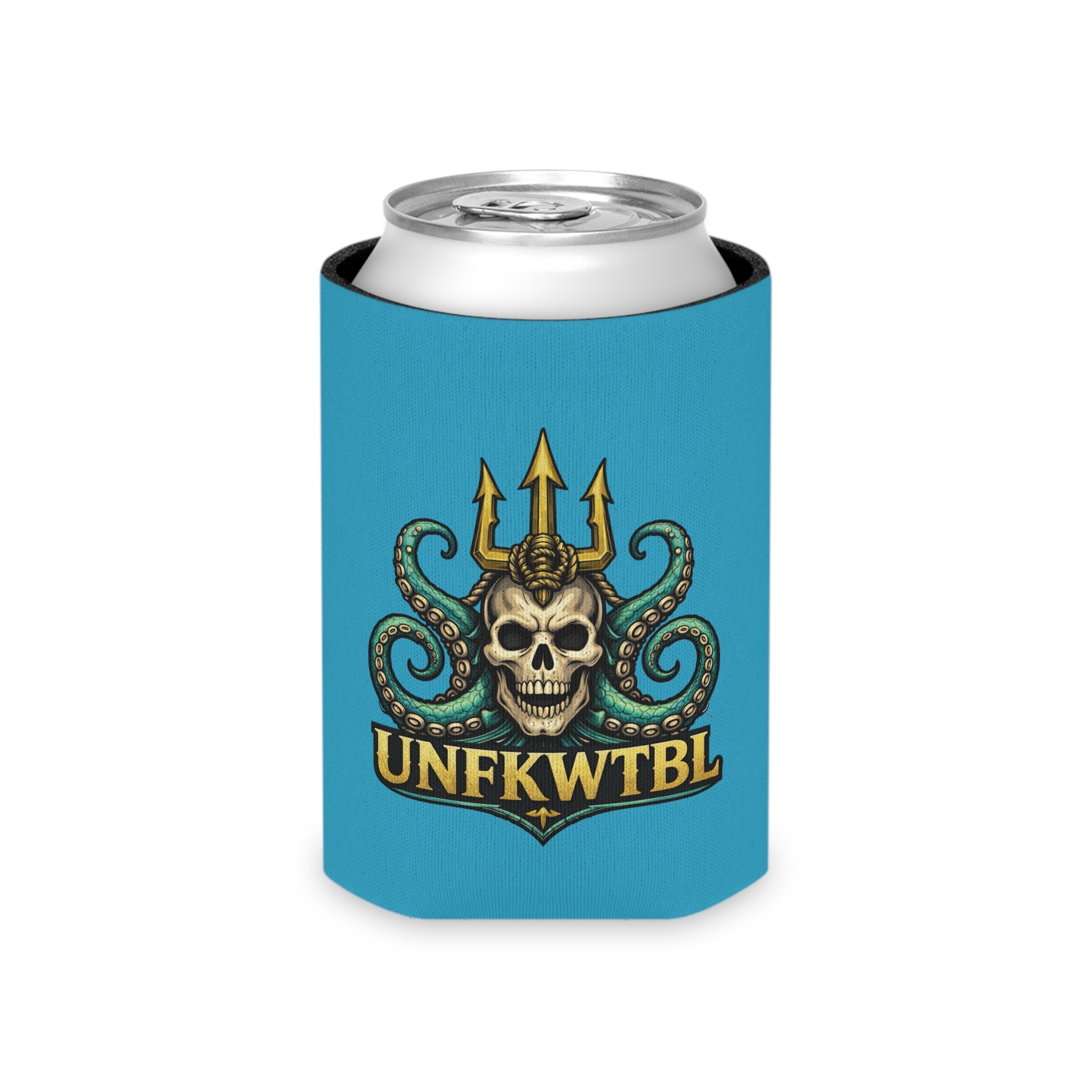 Can Cooler — "Stay Cold, Remain UNFKWTBL" Skull & Trident Beer Koozie