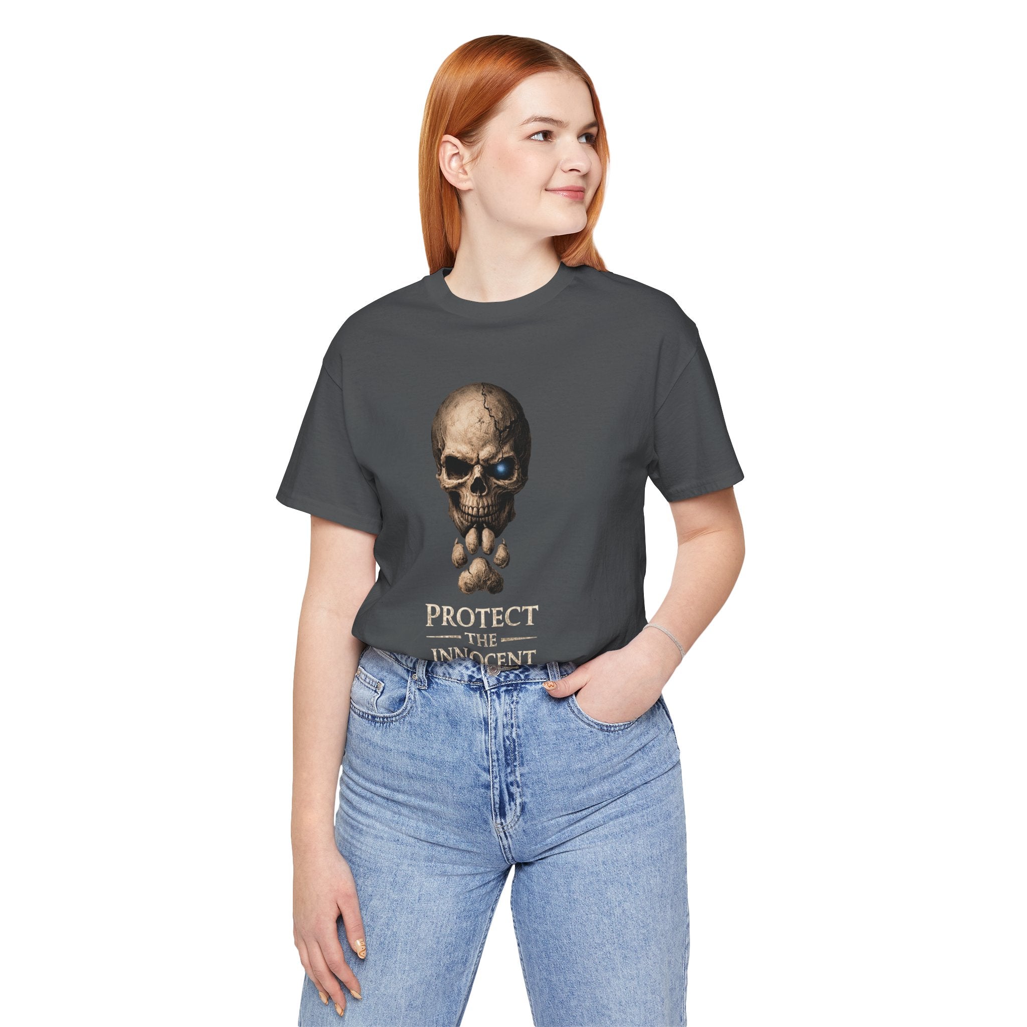 Protect the Innocent Skull Tee — "Harm Them... Answer For It." Statement T-Shirt