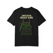 Unisex garment-dyed black t-shirt with Beast King graphic and text design