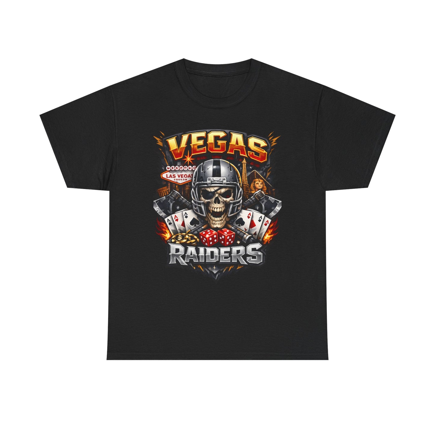 Vegas Raiders Skull Tee — Casino Poker Helmet Design