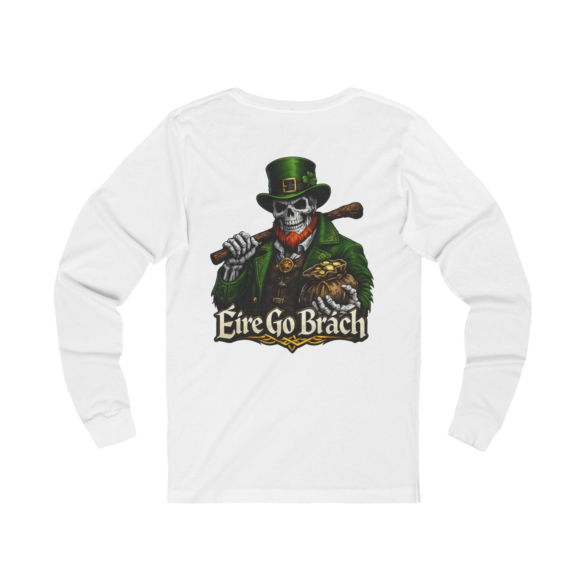 Irish Skull Leprechaun Long Sleeve Tee — “Éire Go Brách” St. Patrick’s Shirt