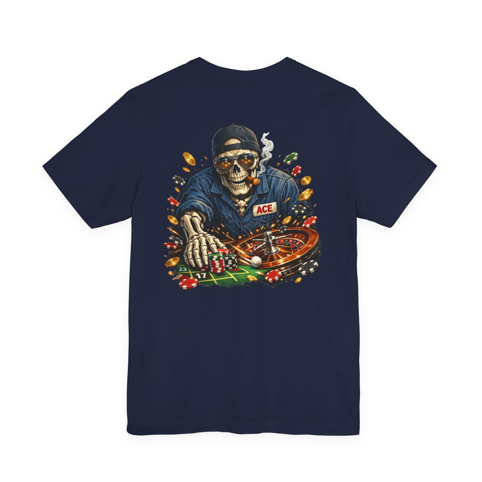 Roulette Skull Tee — Casino Skeleton Graphic T-Shirt