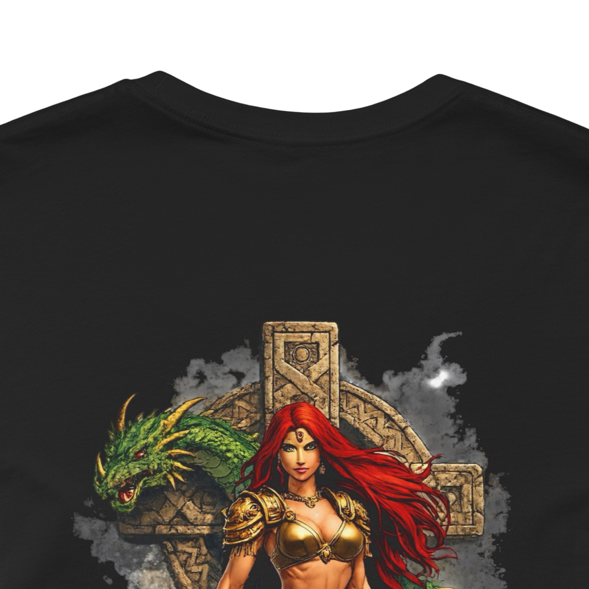 Barbarian Warrior Graphic Tee — 'Primal' Fantasy Pinup Backprint T-Shirt