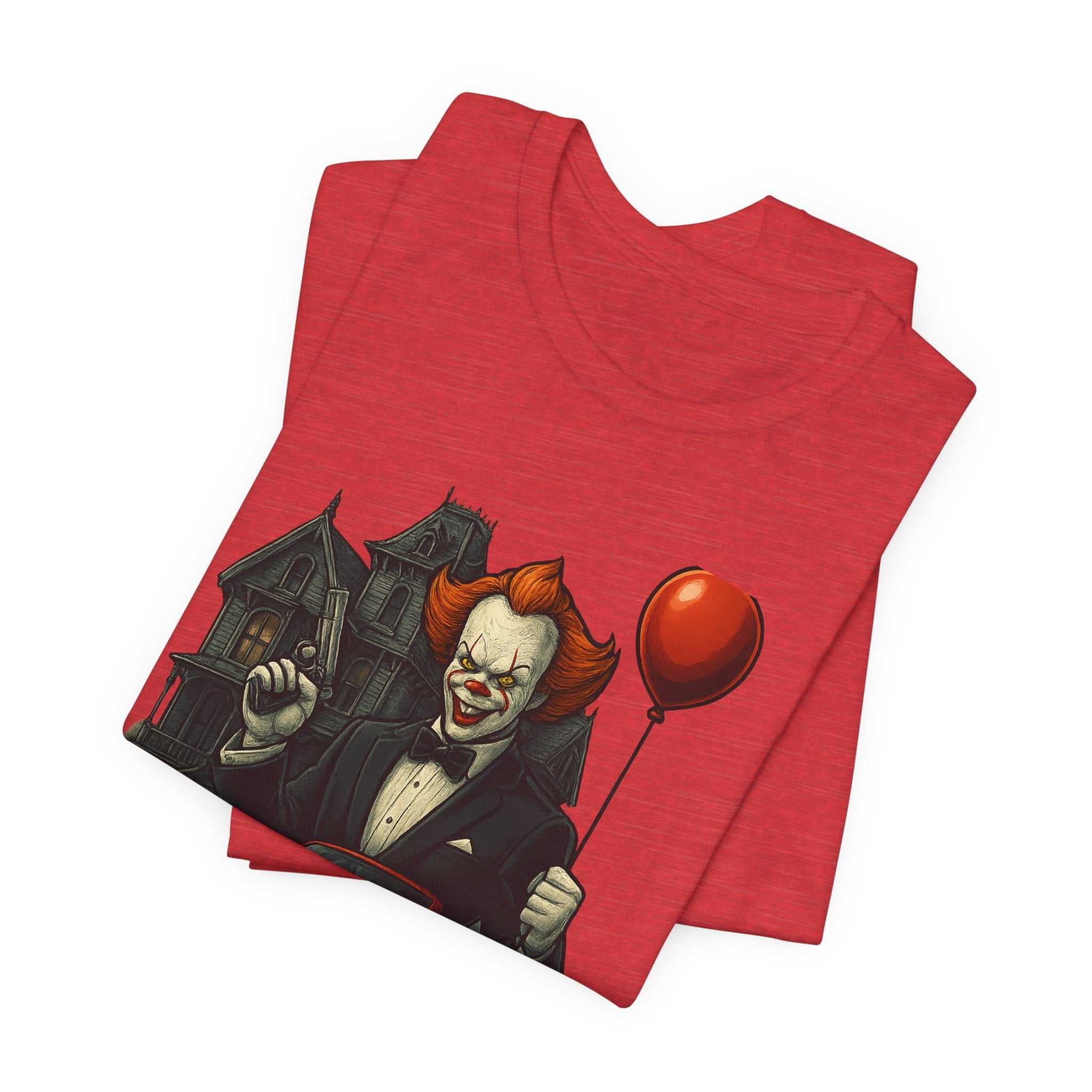 Clown Spy Thriller Tee — "Bond 007" Horror Car Balloon Graphic T-Shirt