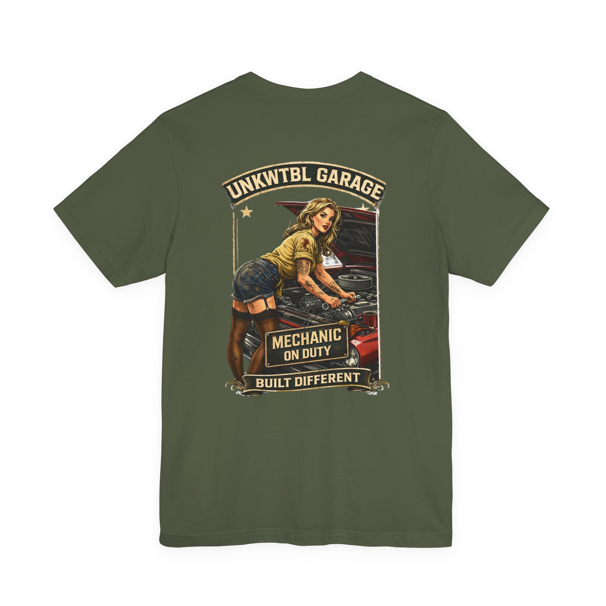 Mechanic On Duty Tee — Retro Pinup Garage T-Shirt