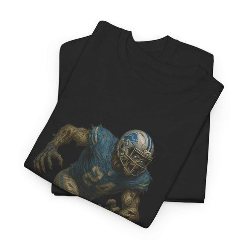 Detroit Lions Zombies themed heavy cotton tee with bold graphic design