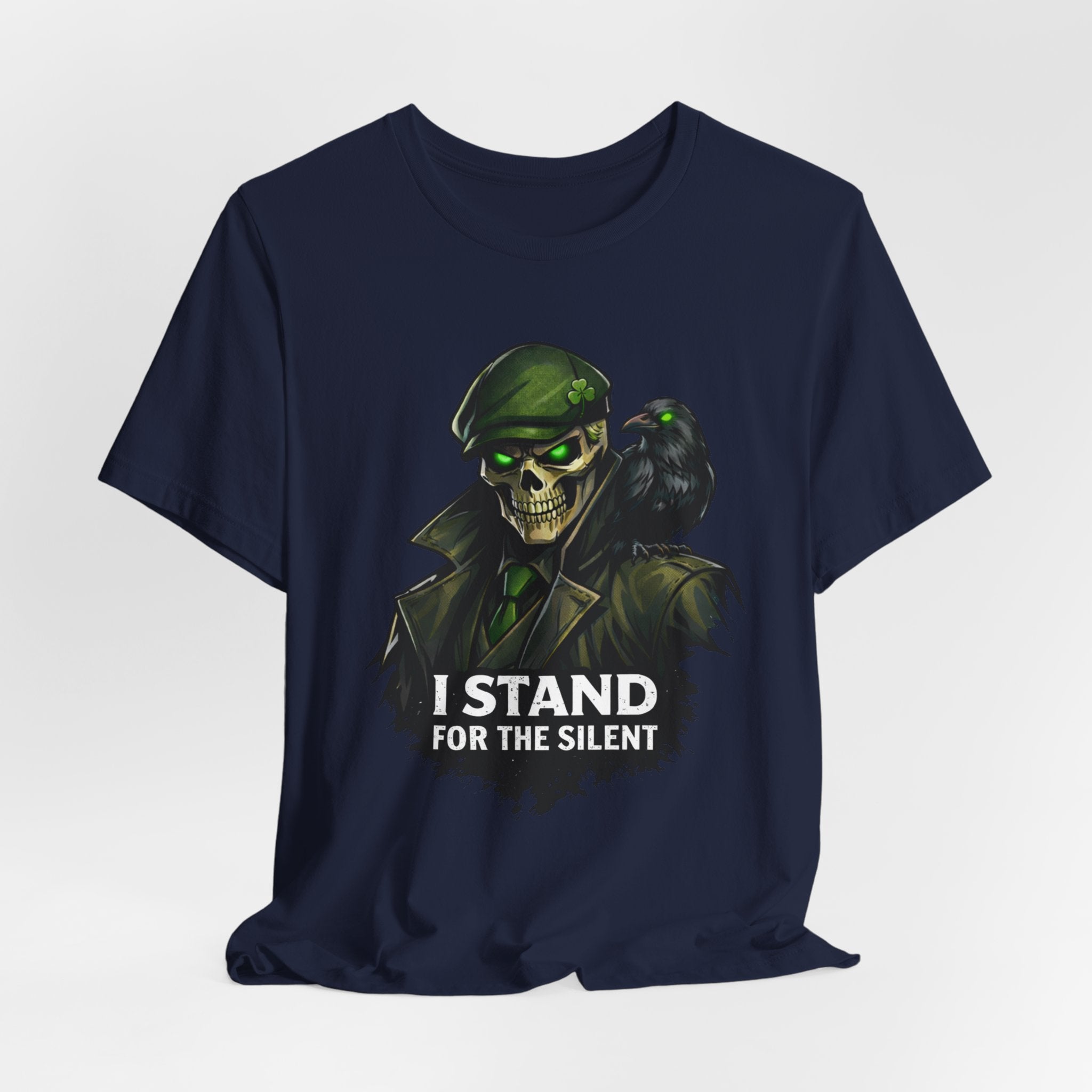 I Stand for the Silent Tee — Soldier Skull with Raven Graphic