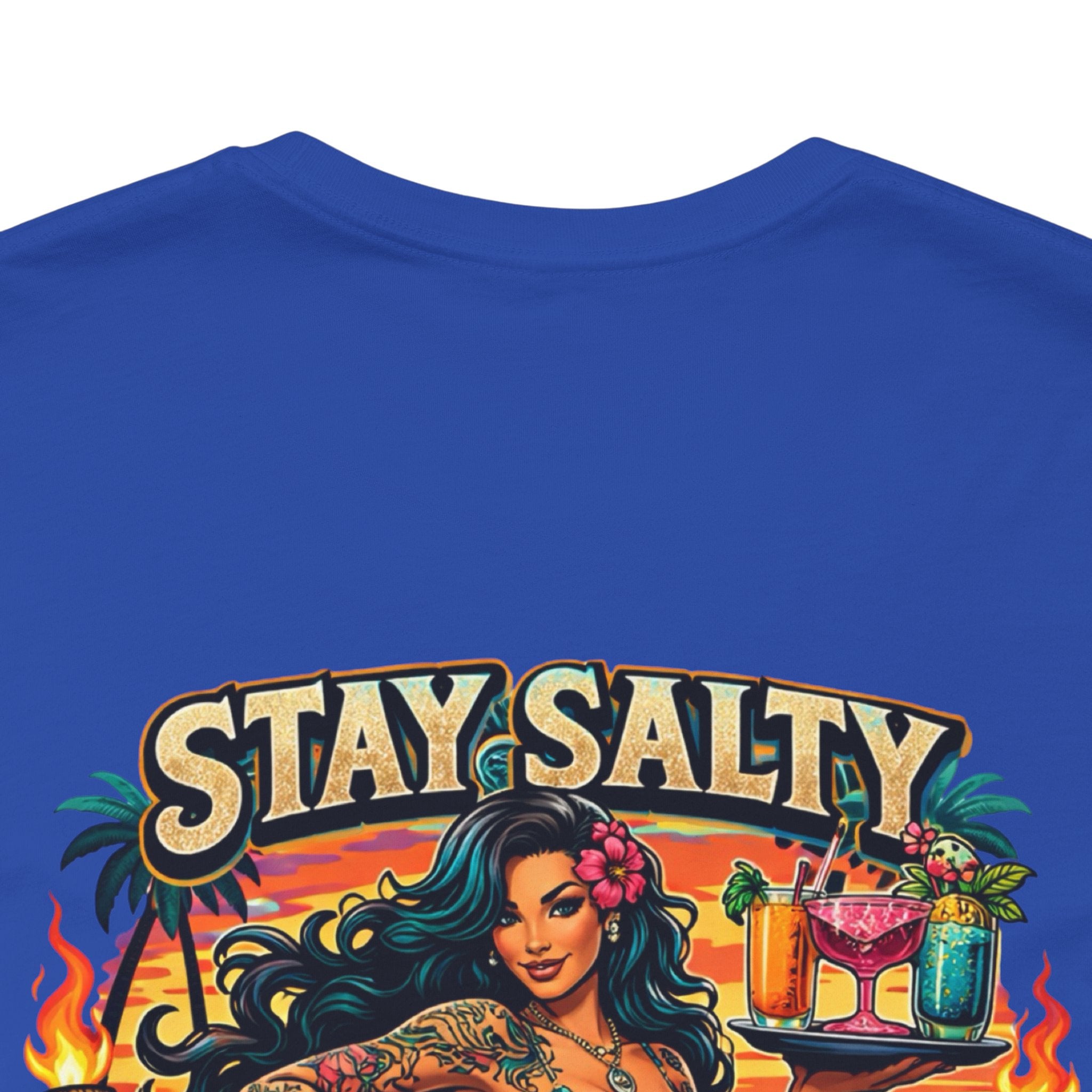Stay Salty Tiki Club Tee — Vintage Hawaiian Pin-Up Surf Shirt