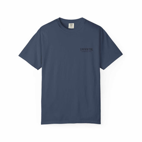 Navy blue Chucky Cocktail unisex T-shirt with horror-themed design made of soft 100% cotton.