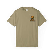 Warrior Mars T-shirt with Mars god of war graphic on unisex garment-dyed cotton tee in beige color