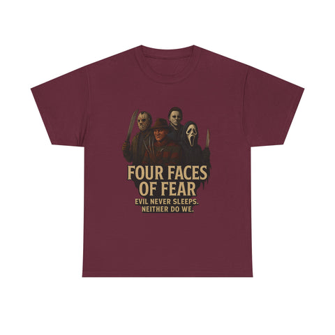 Horror Villains Unisex Tee - Faces of Fear Michael Freddy Jason Ghostface