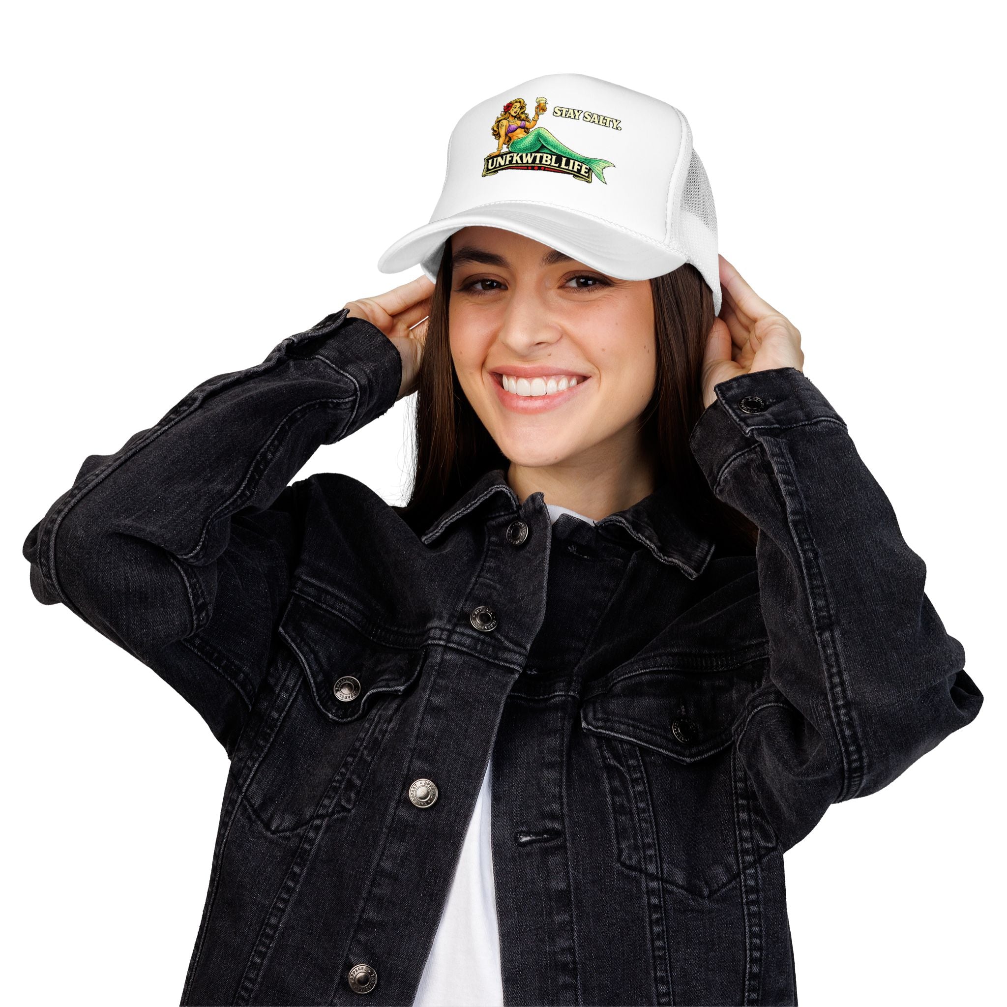 Trucker Hat - "Stay Salty. UNFKWTBL LIFE" Mermaid Foam Trucker Hat