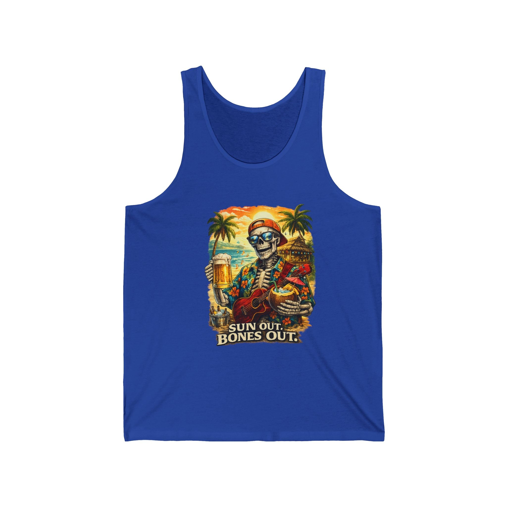 Sun Out Bones Out Tank Top — Skeleton Beach Party Summer Tank