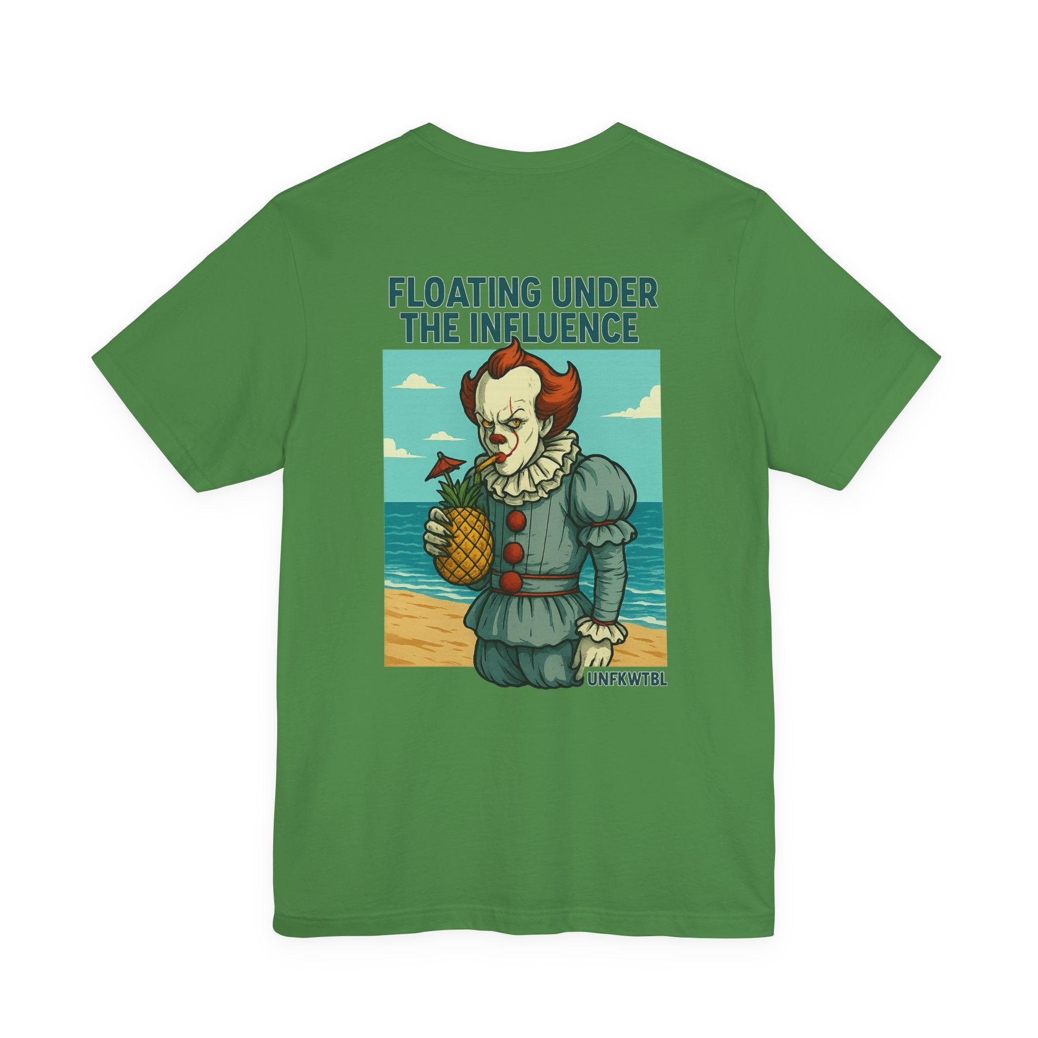 Creepy Clown Beach Tee — "Floating Under the Influence" Graphic T-Shirt