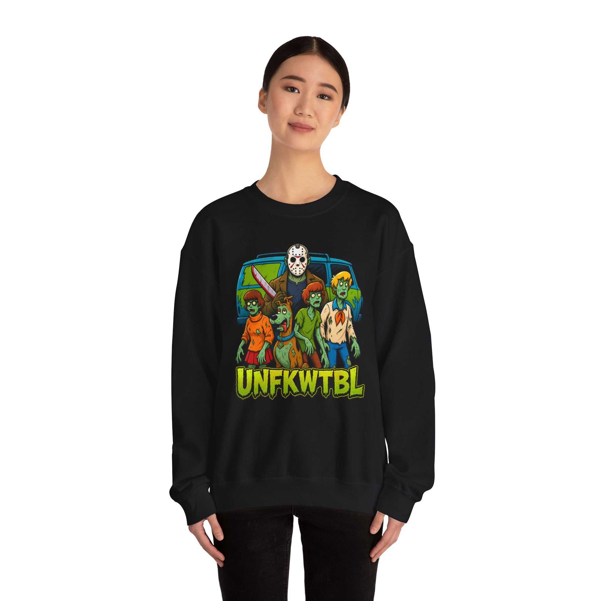 Horror Squad Crewneck Sweatshirt — Cartoon Zombie Kids & Jason Design (UNFKWTBL)
