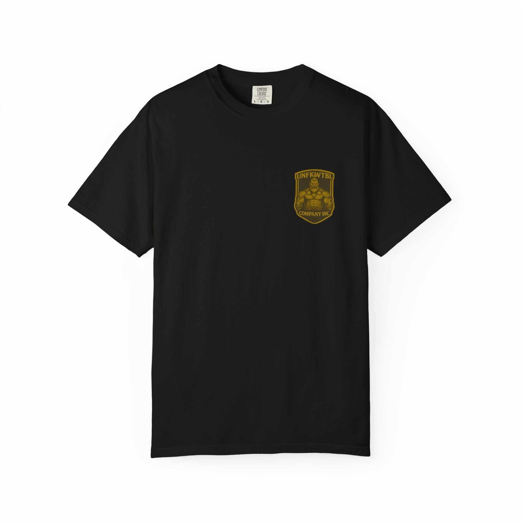 Black unisex tee with yellow Death Angel Wings design honoring fallen heroes