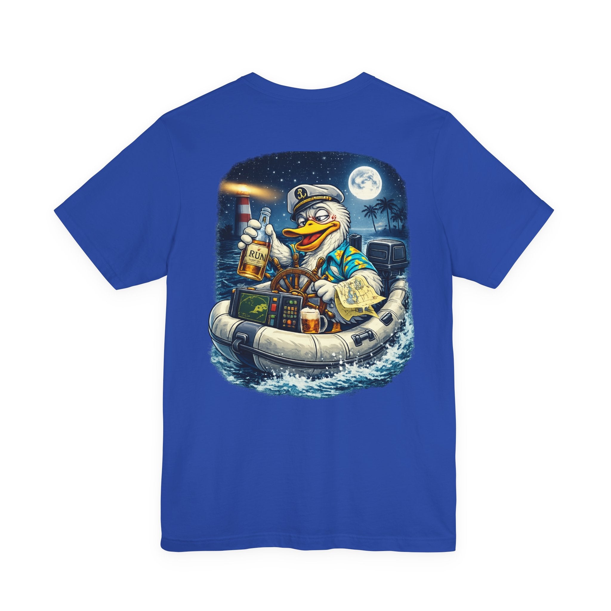 Duck Captain Graphic Tee — Sailor Duck Drinking Rum Retro Beach Shirt