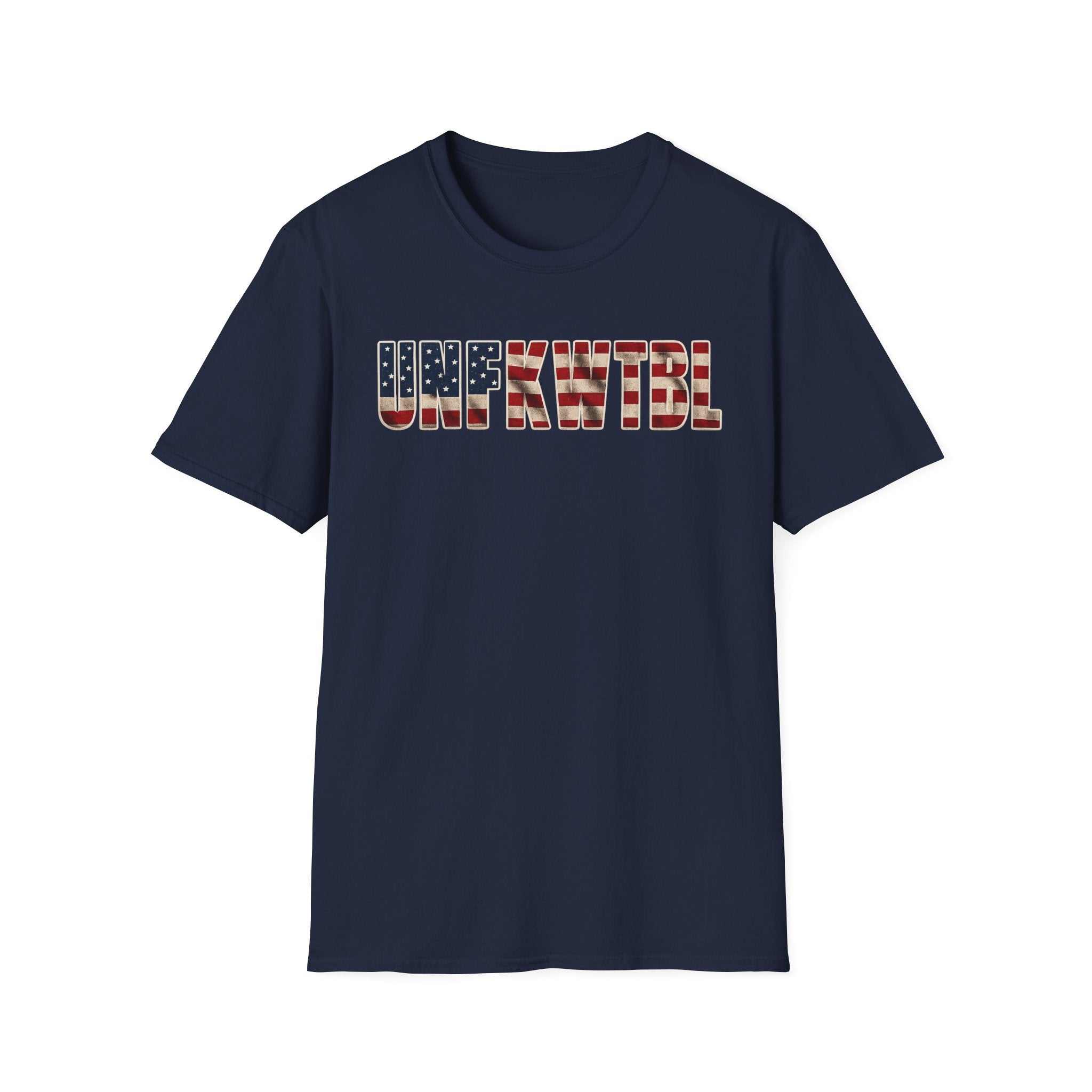 Unfkwtbl Graphic Tee — Bold American Flag Lettering T-Shirt