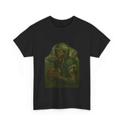 Black unisex tee shirt featuring a zombie football player graphic design