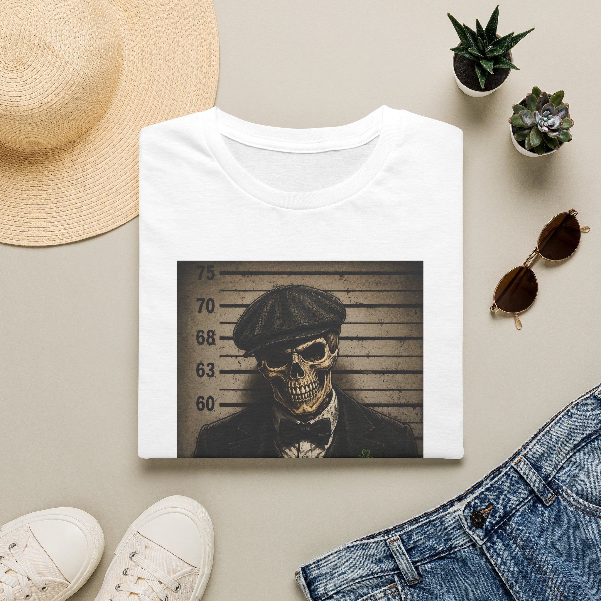 Skull Mugshot T-Shirt — Vintage Peaky Blinders Skeleton Graphic Tee