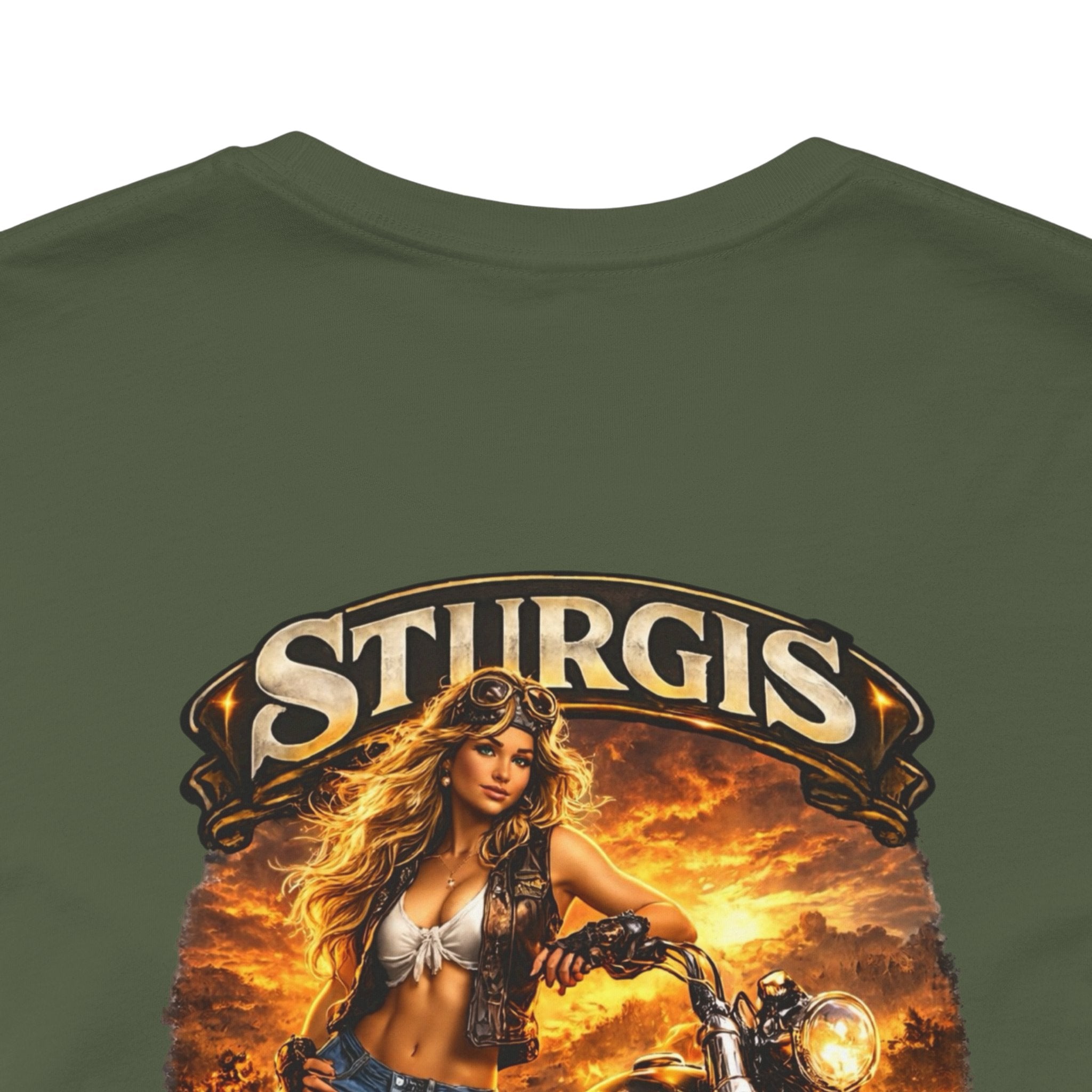 Sturgis Motorcycle Tee — "Chrome, Curves & Chaos" Biker Graphic Shirt