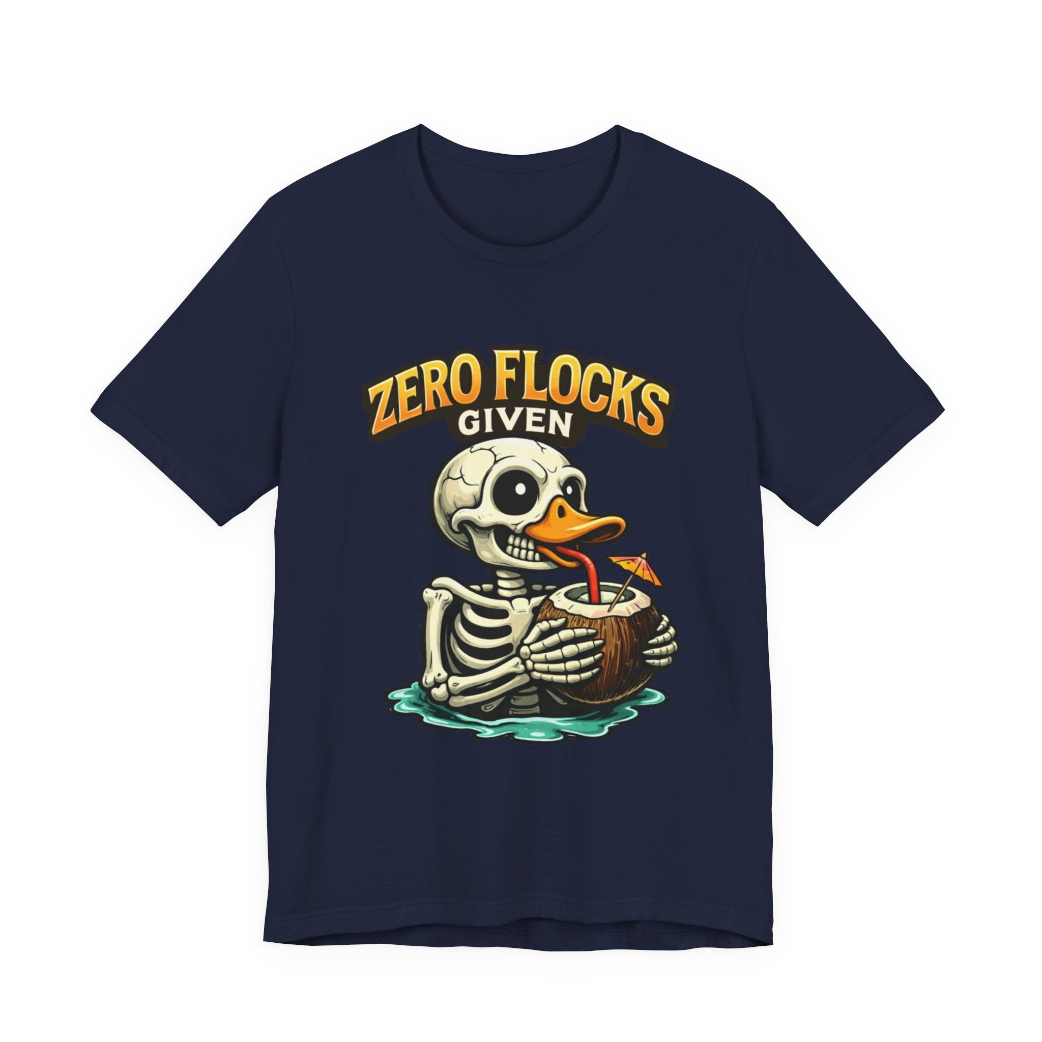 T‑Shirt — "Zero Flocks Given" Skeleton Duck Graphic Tee