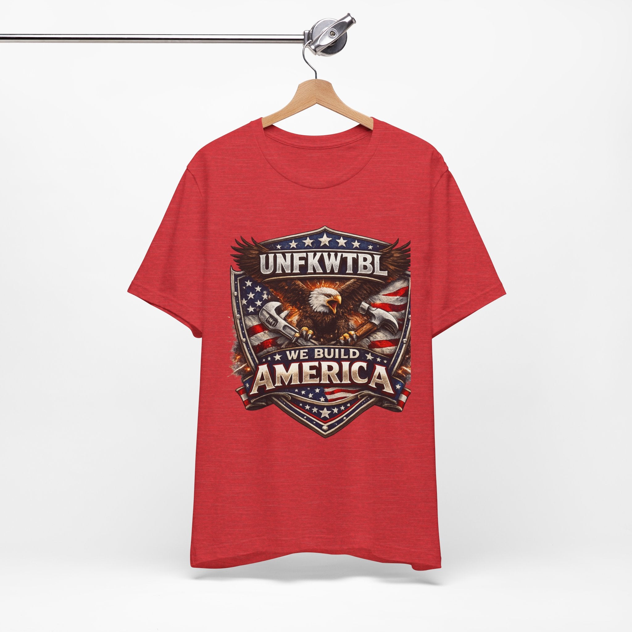 We Build America T-Shirt — Patriotic Eagle Flag Graphic Tee (UNFKWTBL)