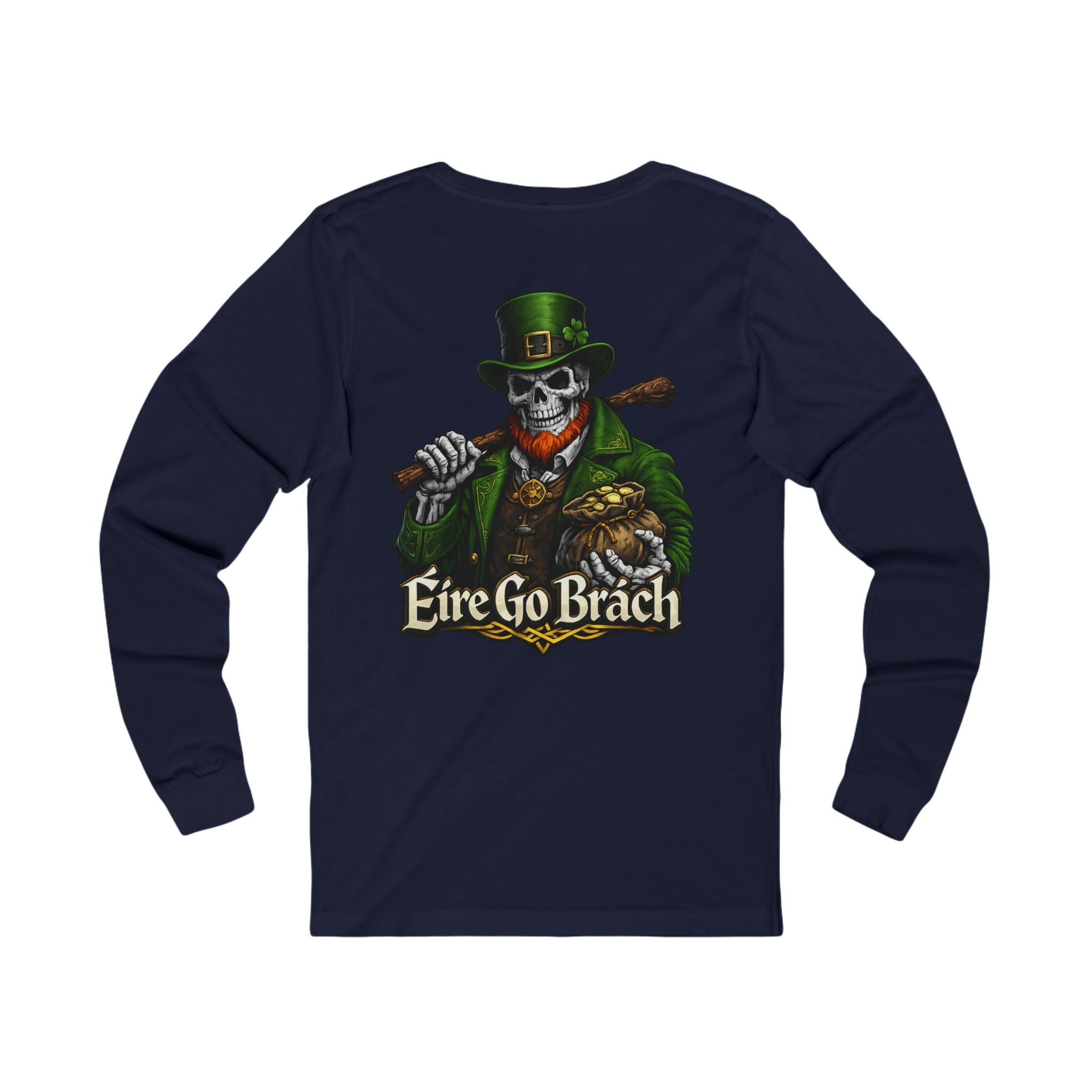Irish Skull Leprechaun Long Sleeve Tee — “Éire Go Brách” St. Patrick’s Shirt