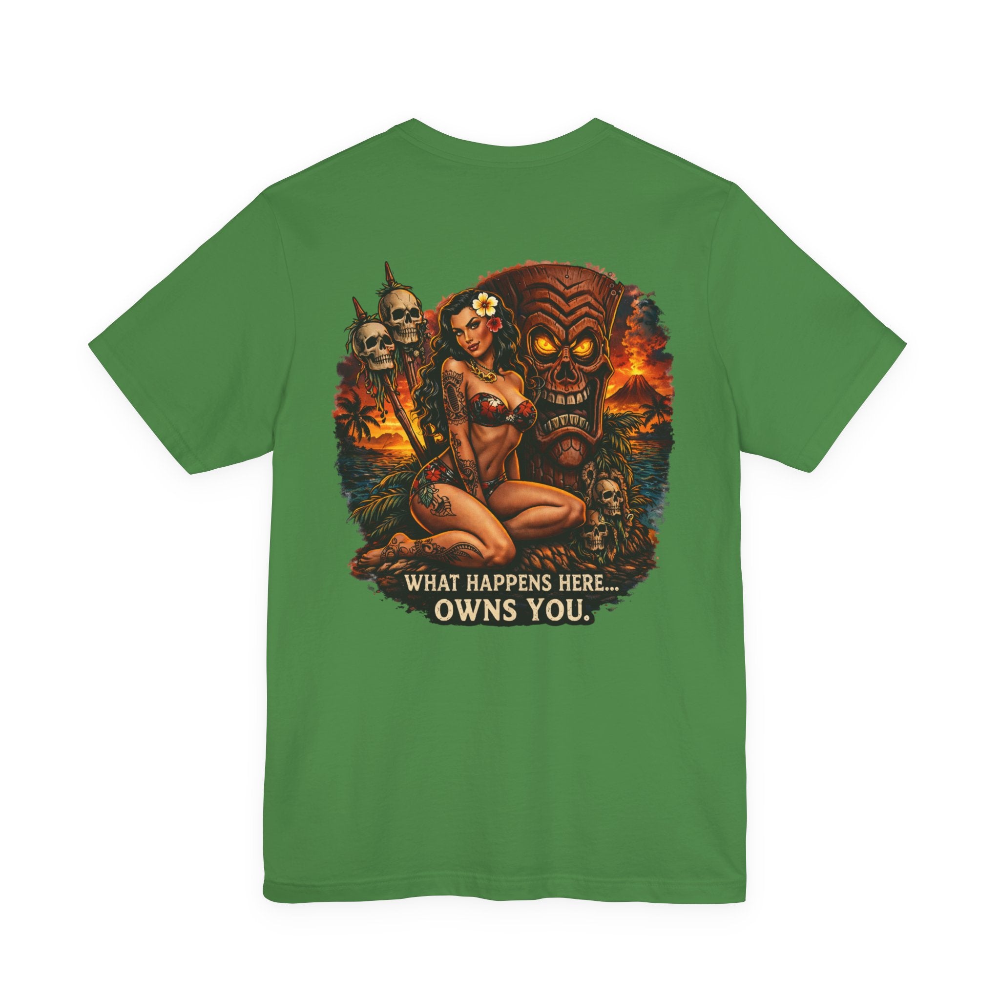 Tiki Horror Tee - "What Happens Here... Owns You" Graphic T-Shirt