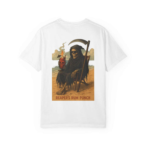 REAPER PUNCH Chill Vibes Unisex T-Shirt, Beach Party Tee, Summer Casual Wear, Retro Graphic Tee, Perfect for Halloween, Gift for Friends