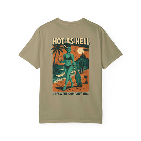 Bride of Frankenstein graphic T-shirt with beach monster hottie design in vintage style