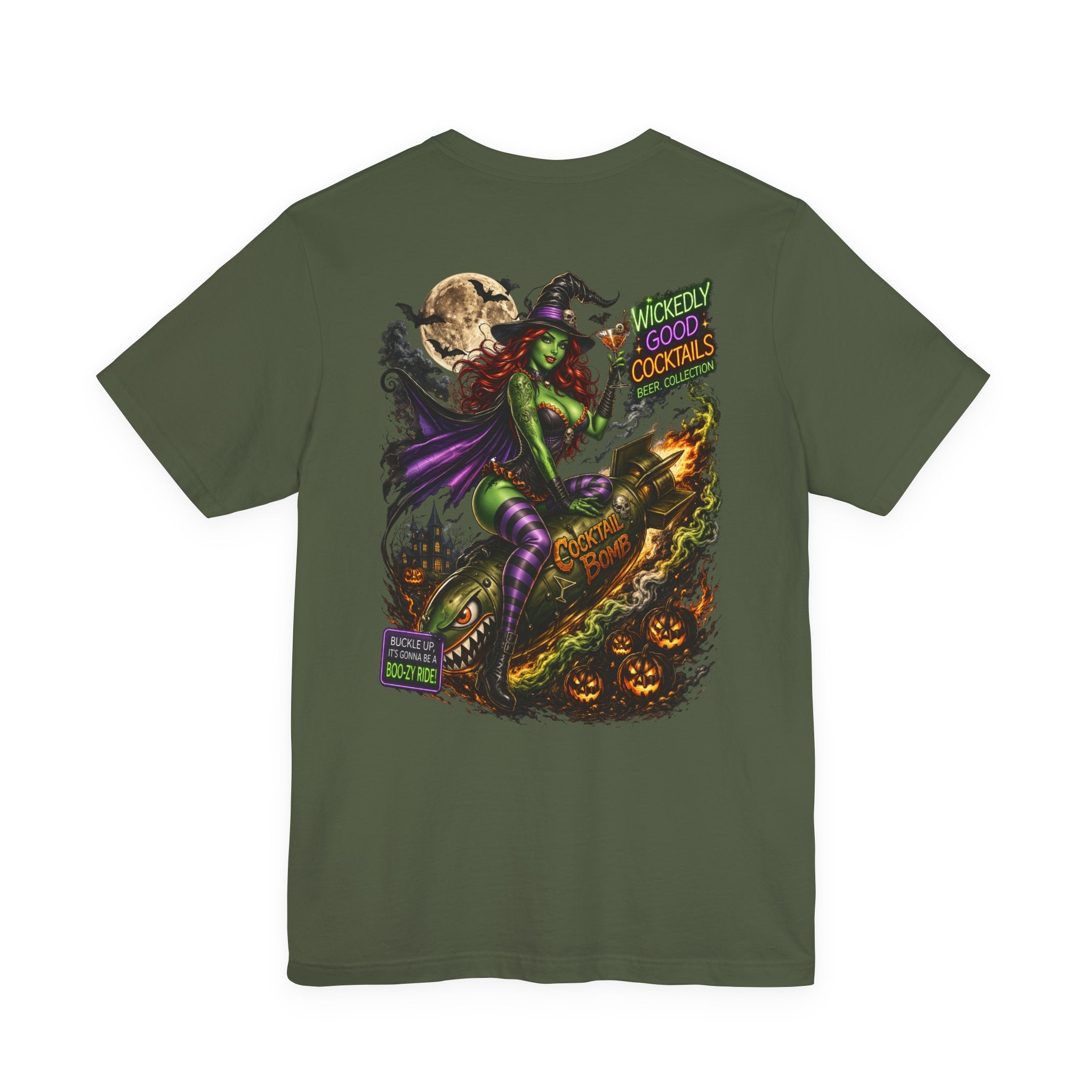 Wickedly Good Cocktails Witch T‑Shirt — Halloween Pinup Witch Tee