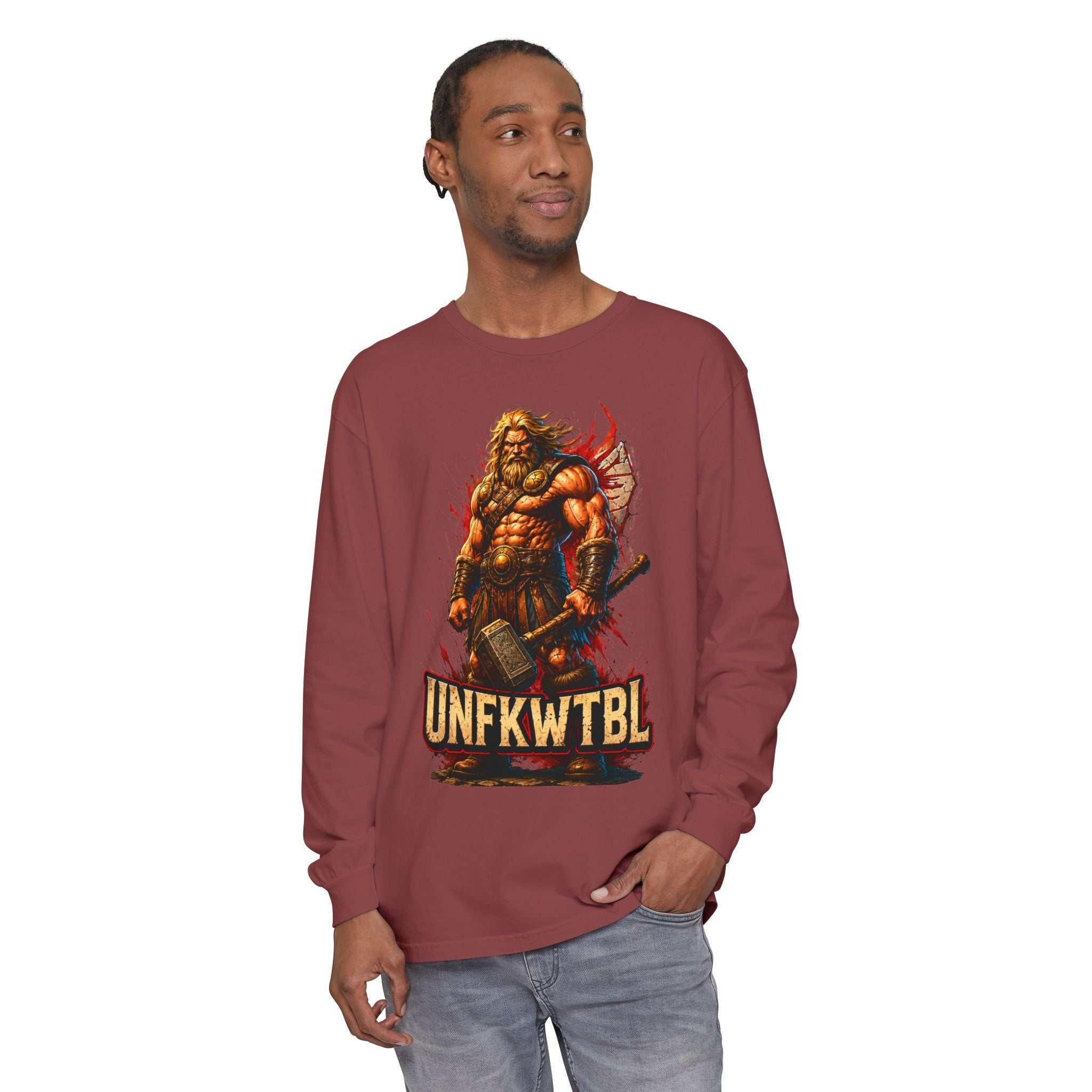 Viking Warrior Long Sleeve Tee — 'UNFKWTBL' Graphic