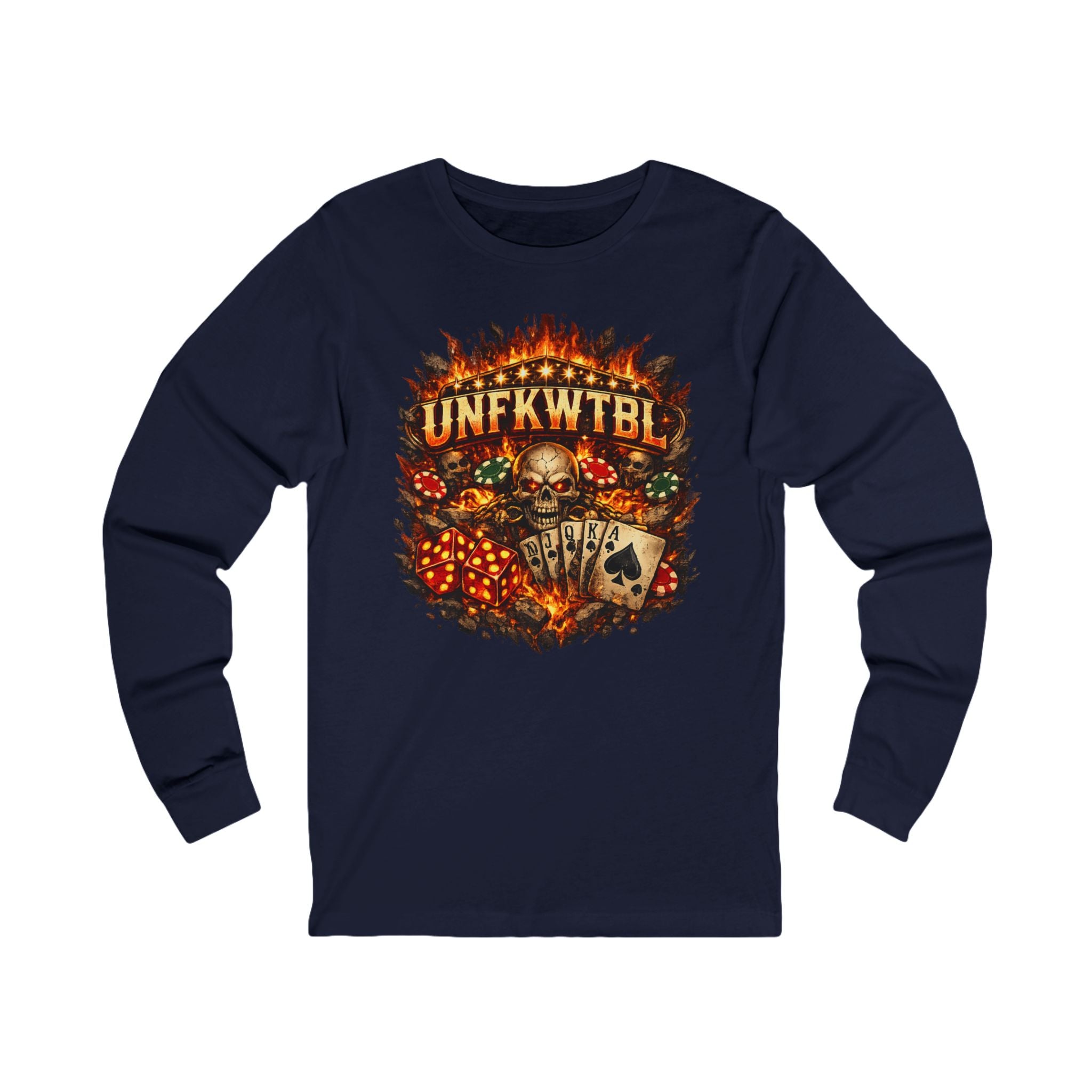 Skull Poker Flames Long Sleeve Tee – UNFKWTBL Graphic