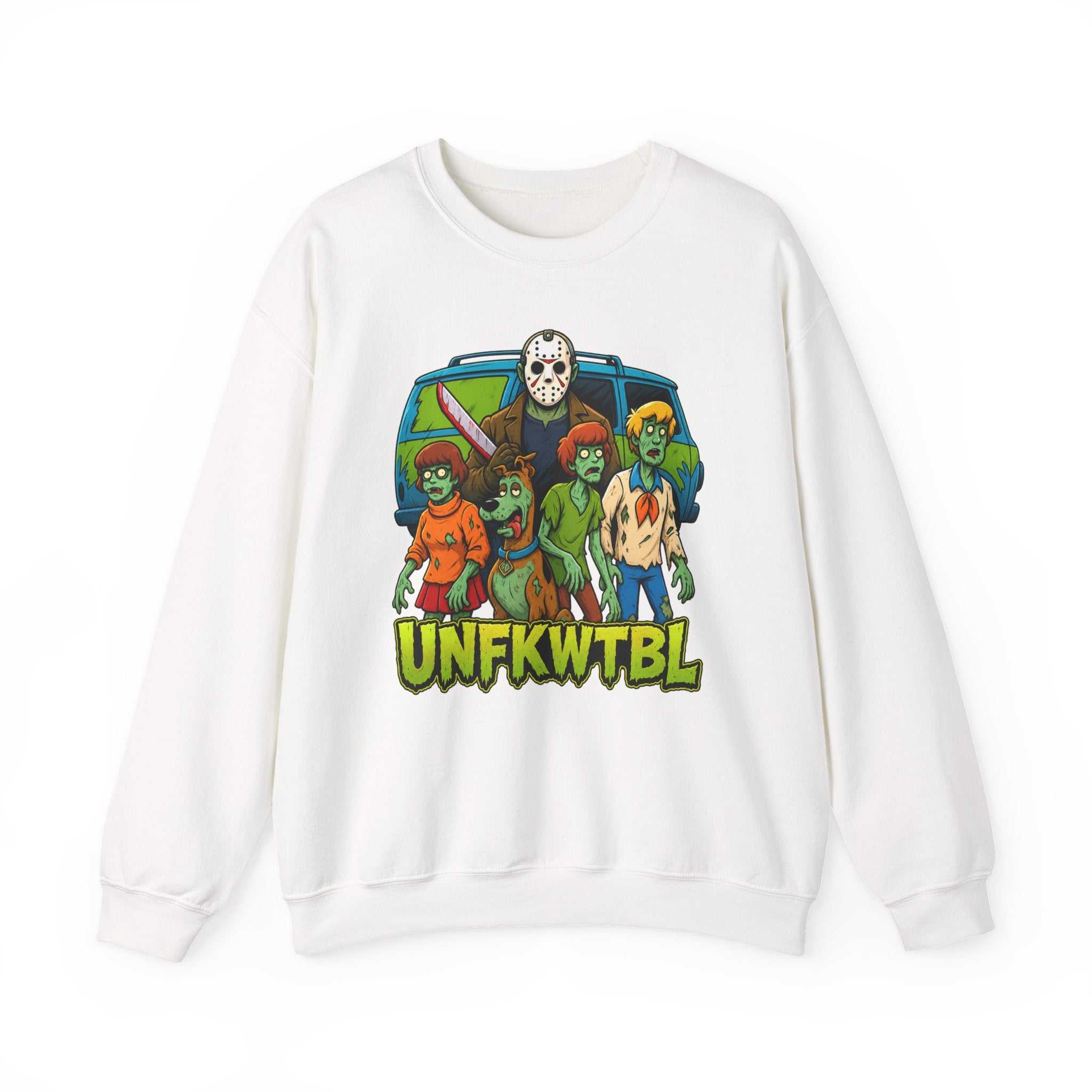 Horror Squad Crewneck Sweatshirt — Cartoon Zombie Kids & Jason Design (UNFKWTBL)