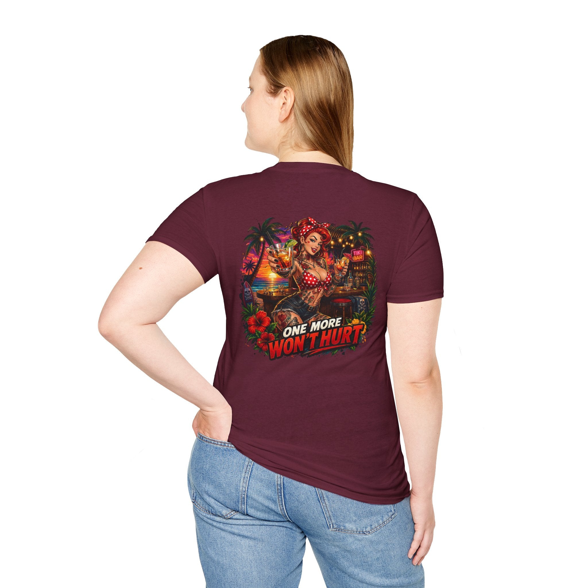 T-Shirt — Retro Pinup Beach Graphic “One More Won’t Hurt”
