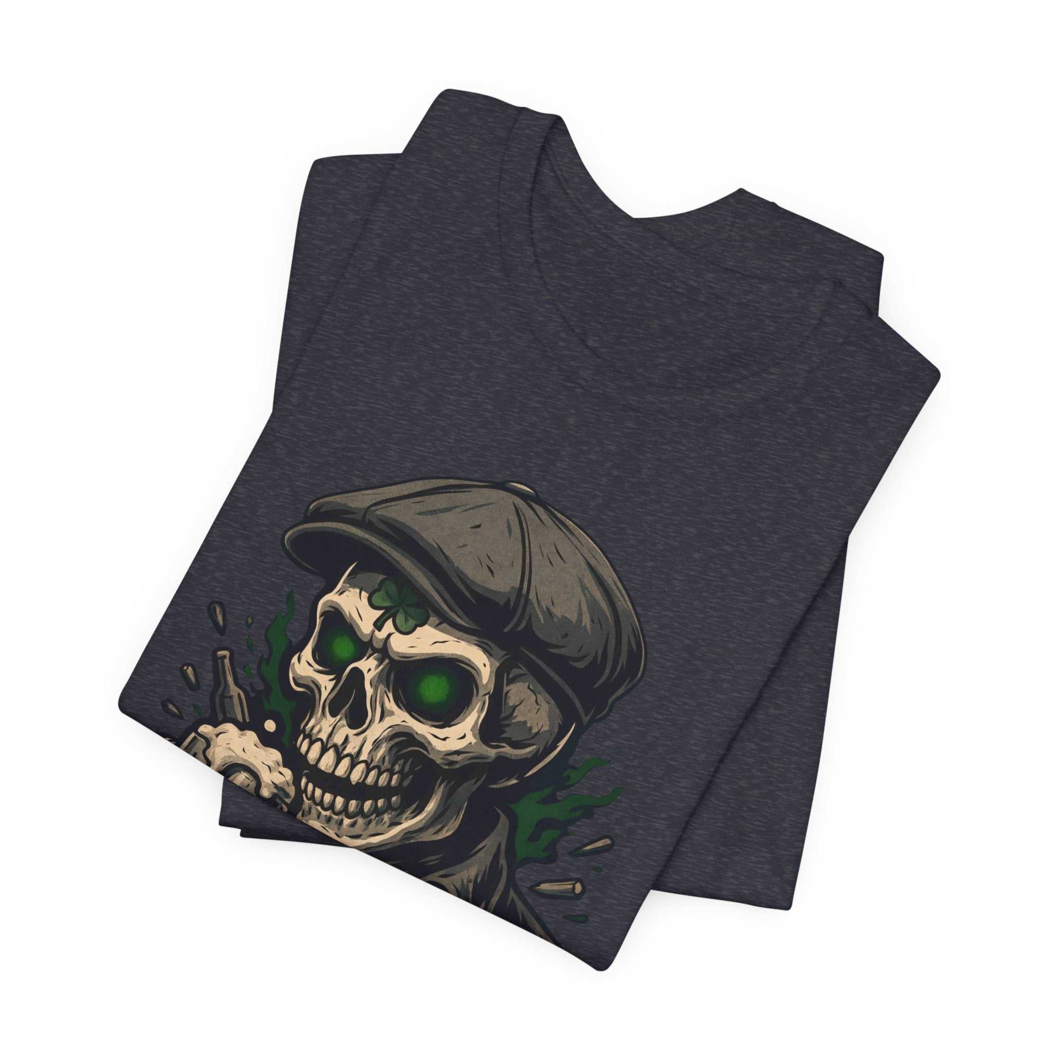 Dead & Lucky Skull Tee with grinning skull and frothy mug graphic, lightweight cotton, vintage style